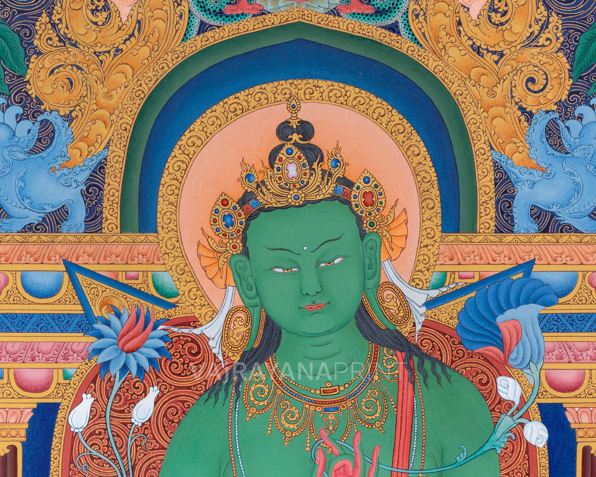 Green Tara Thangka Print | Digital Canvas Print