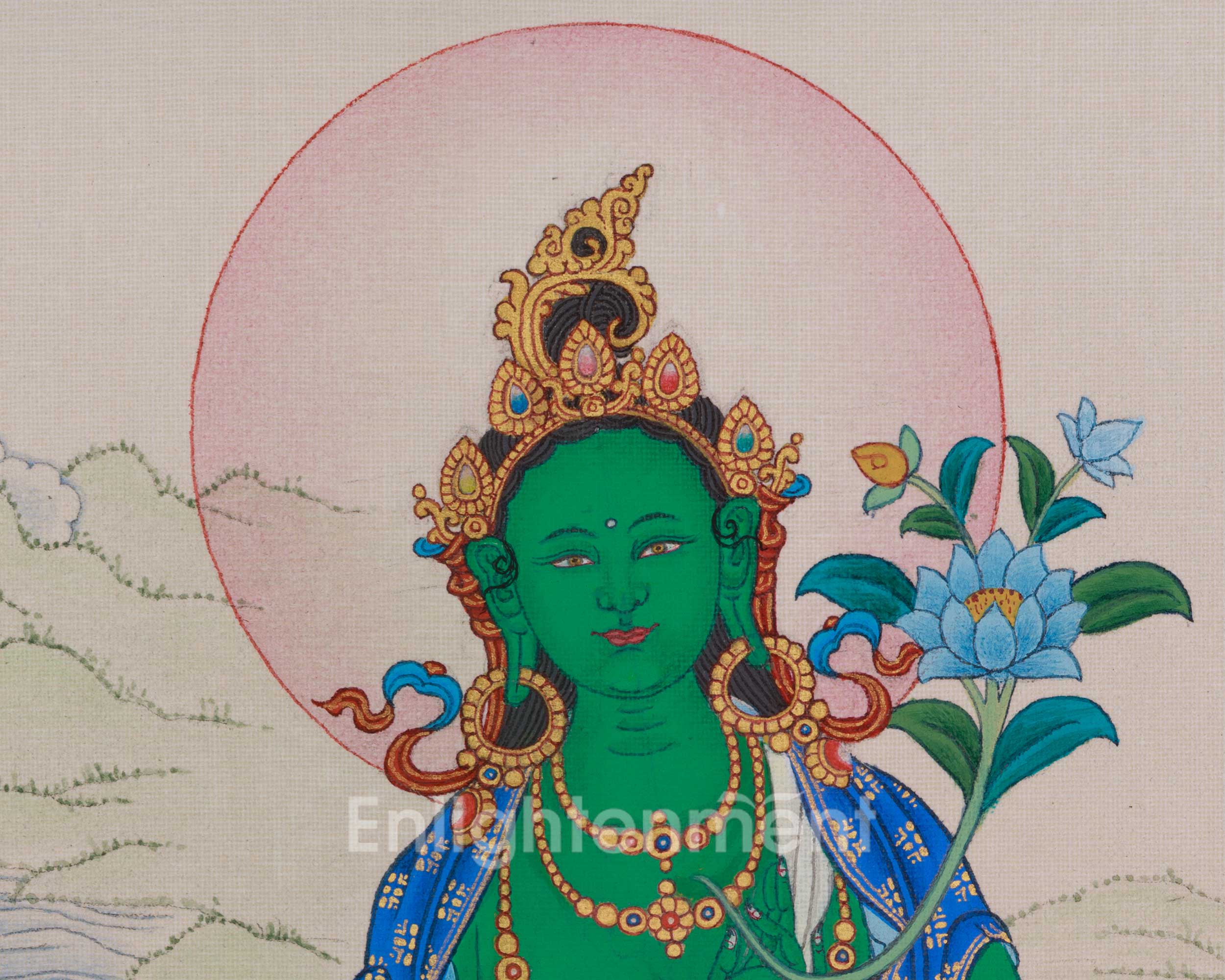 Shayma Tara Tibetan Thangka | Divine Goddess Green Tara Artwork