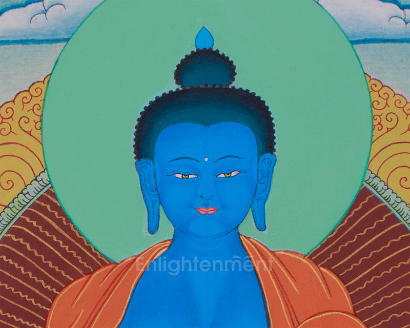 Medicine Buddha Thangka | Bhaisajyaguru | Hand-Painted Tibetan Bodhisattva