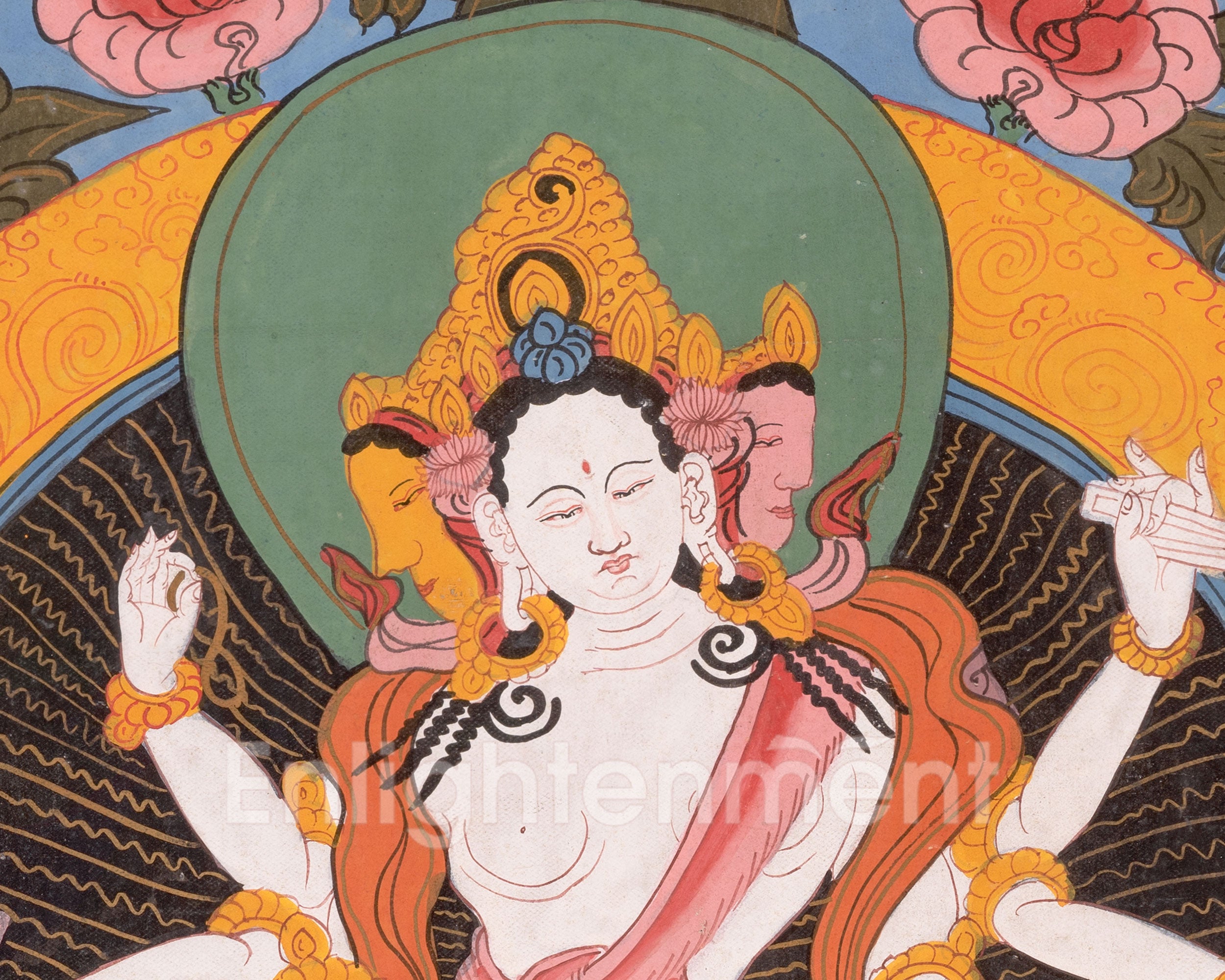 Goddess Vasudhara Thangka | Buddhist Art of Abundance and Fertility