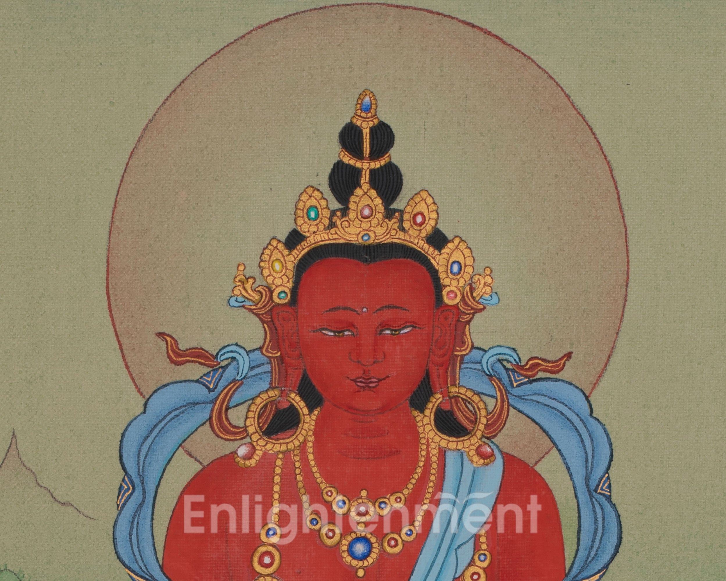 Traditional Buddha Amitayus Thangka | Longevity, Wisdom, and Enlightened Blessings