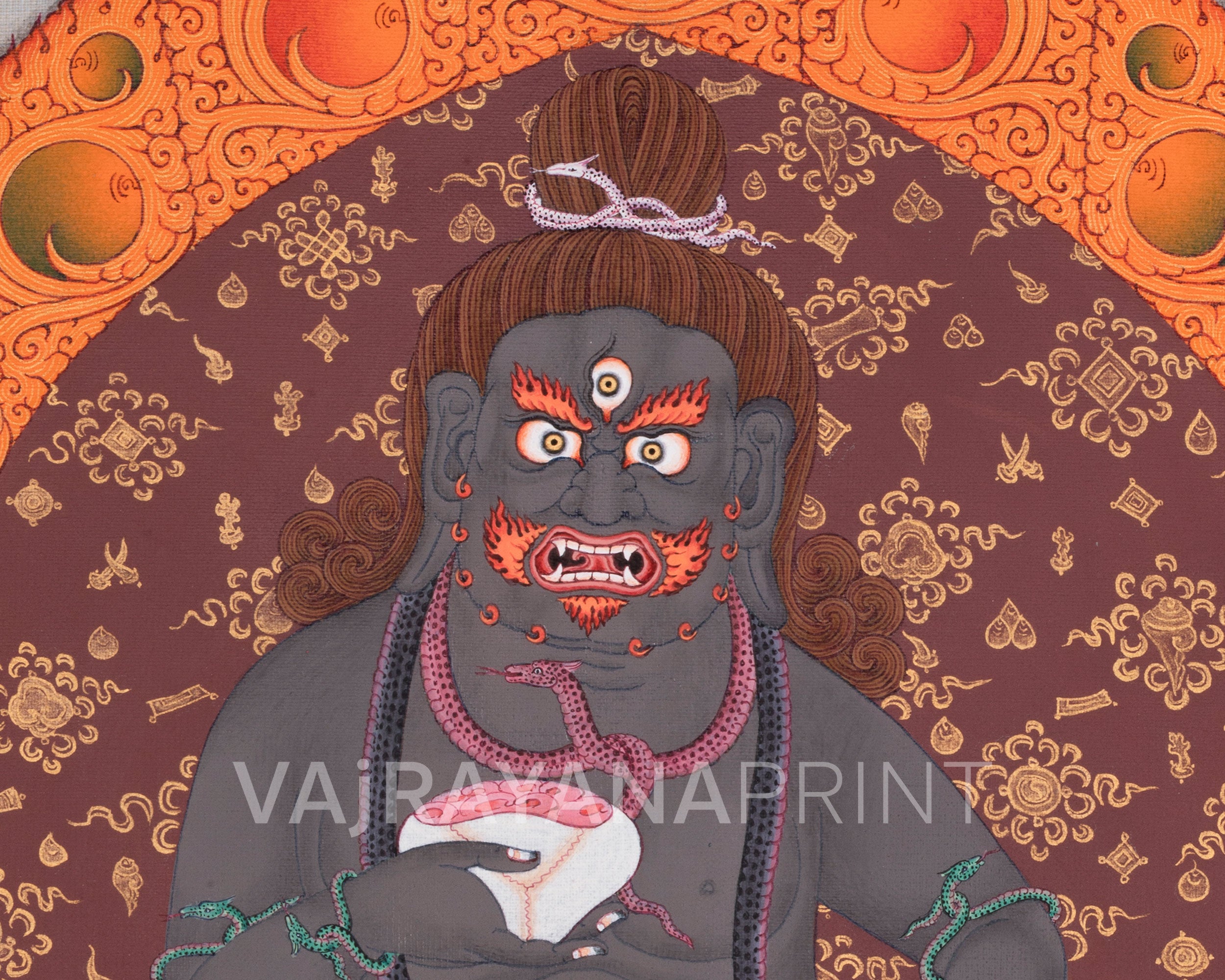 Standing Black Dzambhala Print | Buddhist Wealth Deity for Abundance