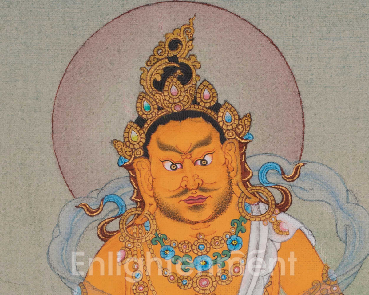 Dzambhala God of Wealth Thangka | Sacred Tibetan Buddhist Prosperity Painting