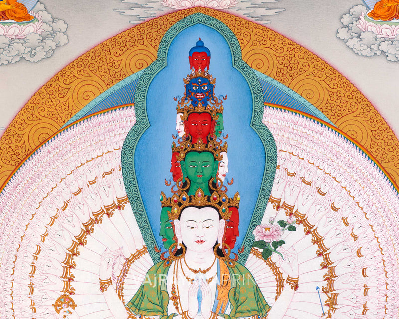 1000 Armed Chenresig Thangka Print | Bodhisattva Canvas Art | Avalokiteshvara Decors