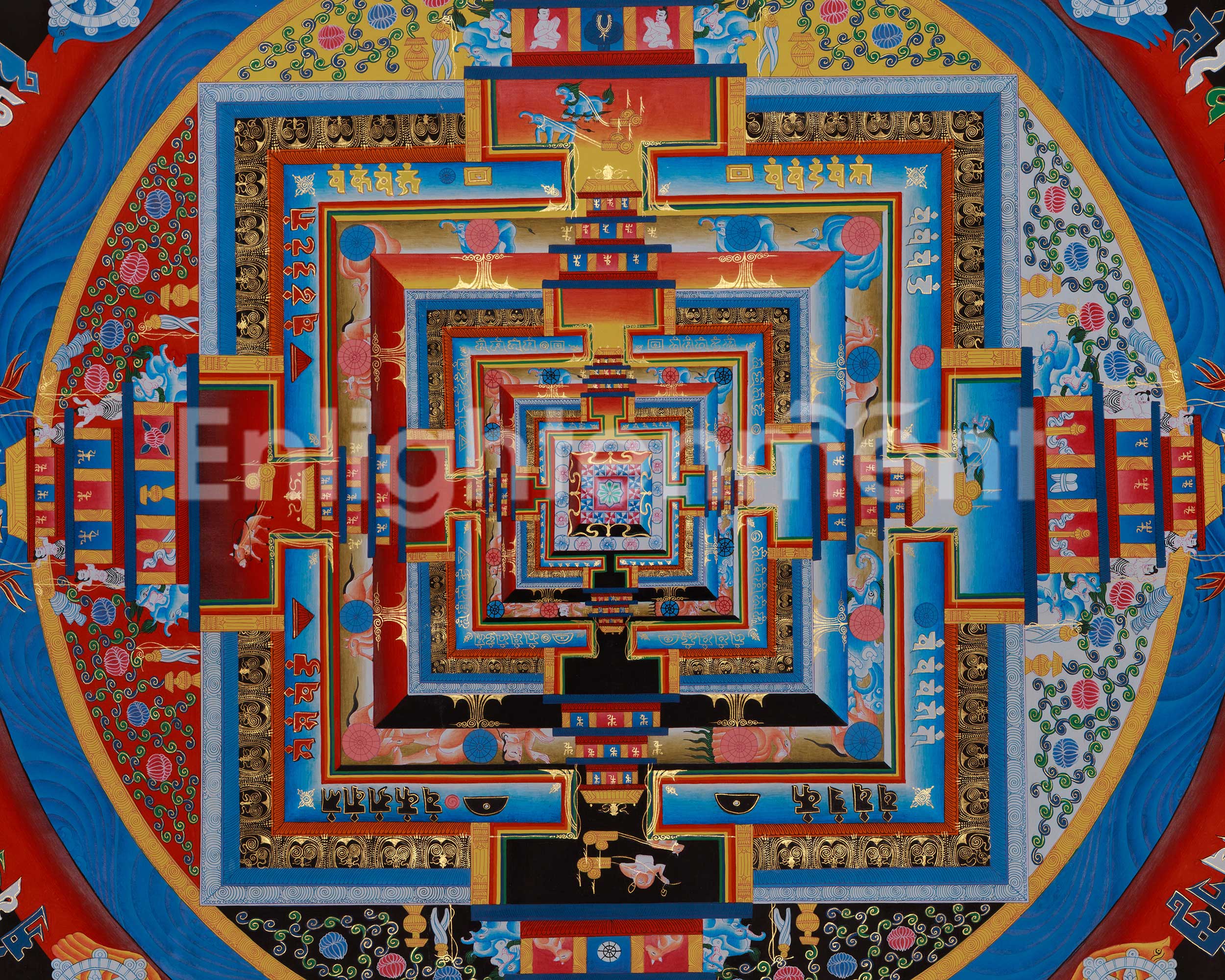 Spiritual Kalachakra Mandala Art | Sacred Geometry Painting | Hand Painted Himalayan Meditation Altar