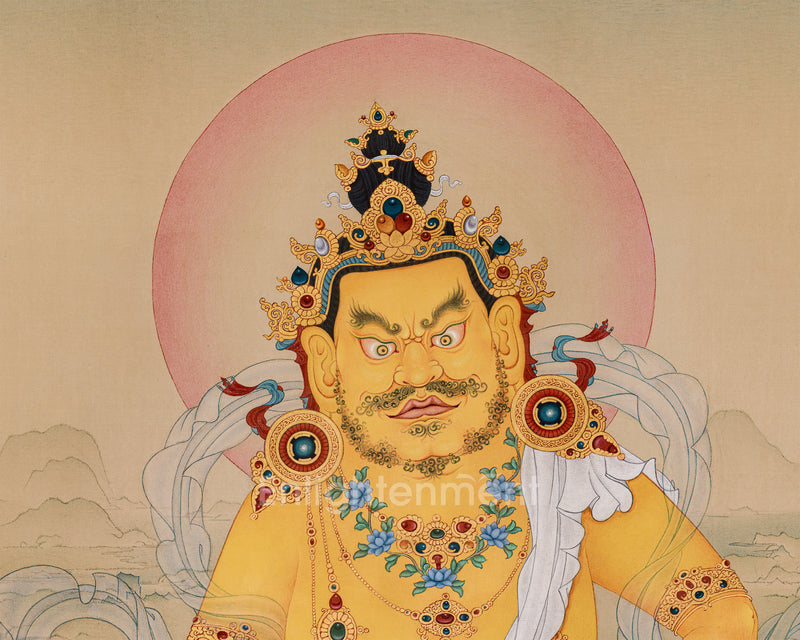 Premium Dzambala Thangka: Hand-Painted with Natural Stone Colors from Lhasa