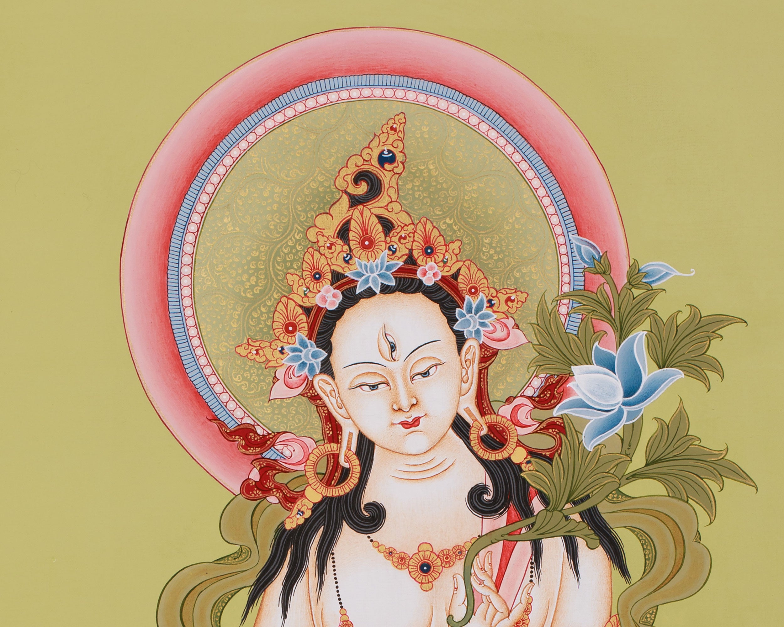 Bodhisattva Sita Tara Thangka | Healing & Longevity | Hand-Painted on Cotton Canvas