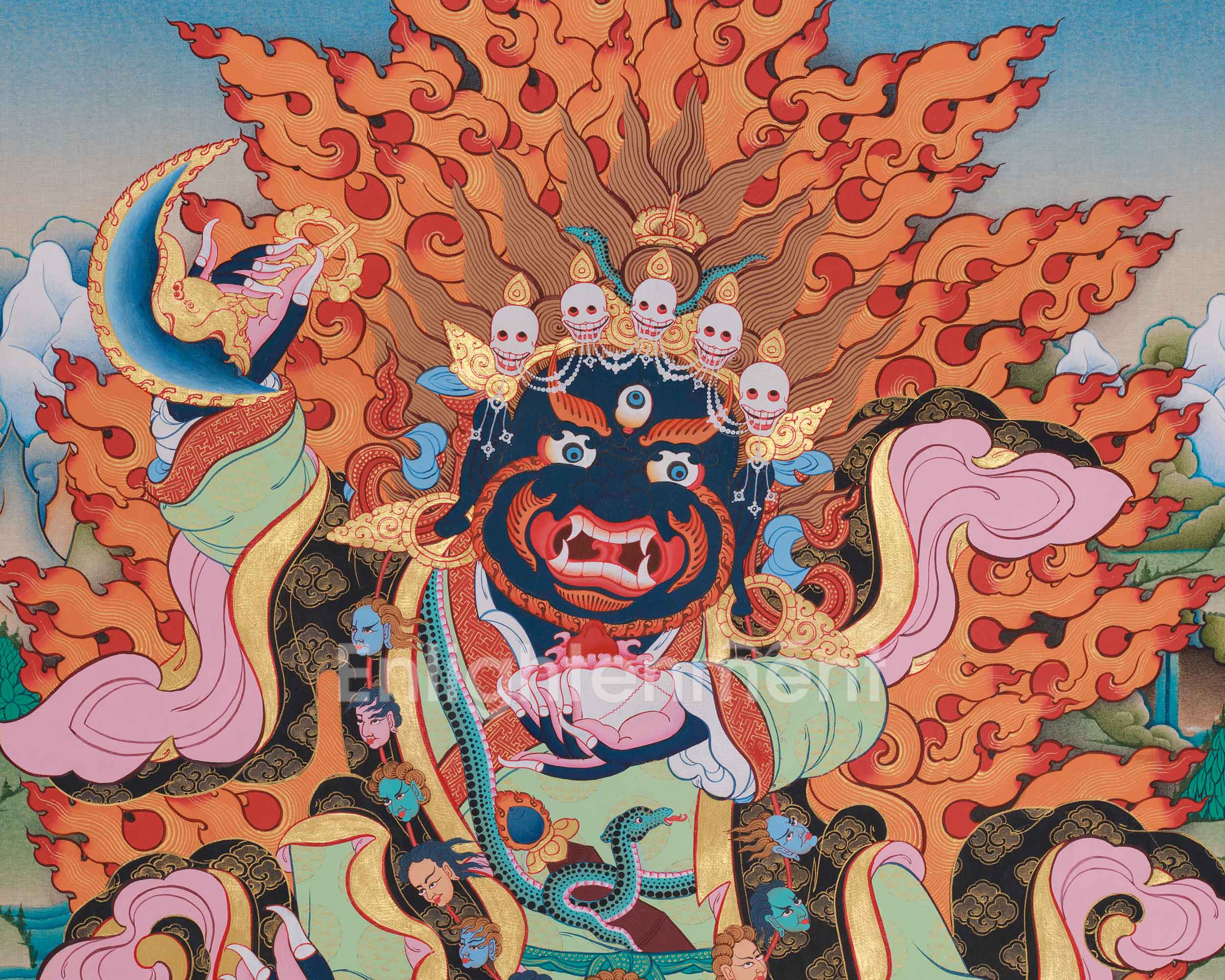 Traditional Thangka of Mahakala Bernagchen | Wrathful Tibetan Protector Deity Art