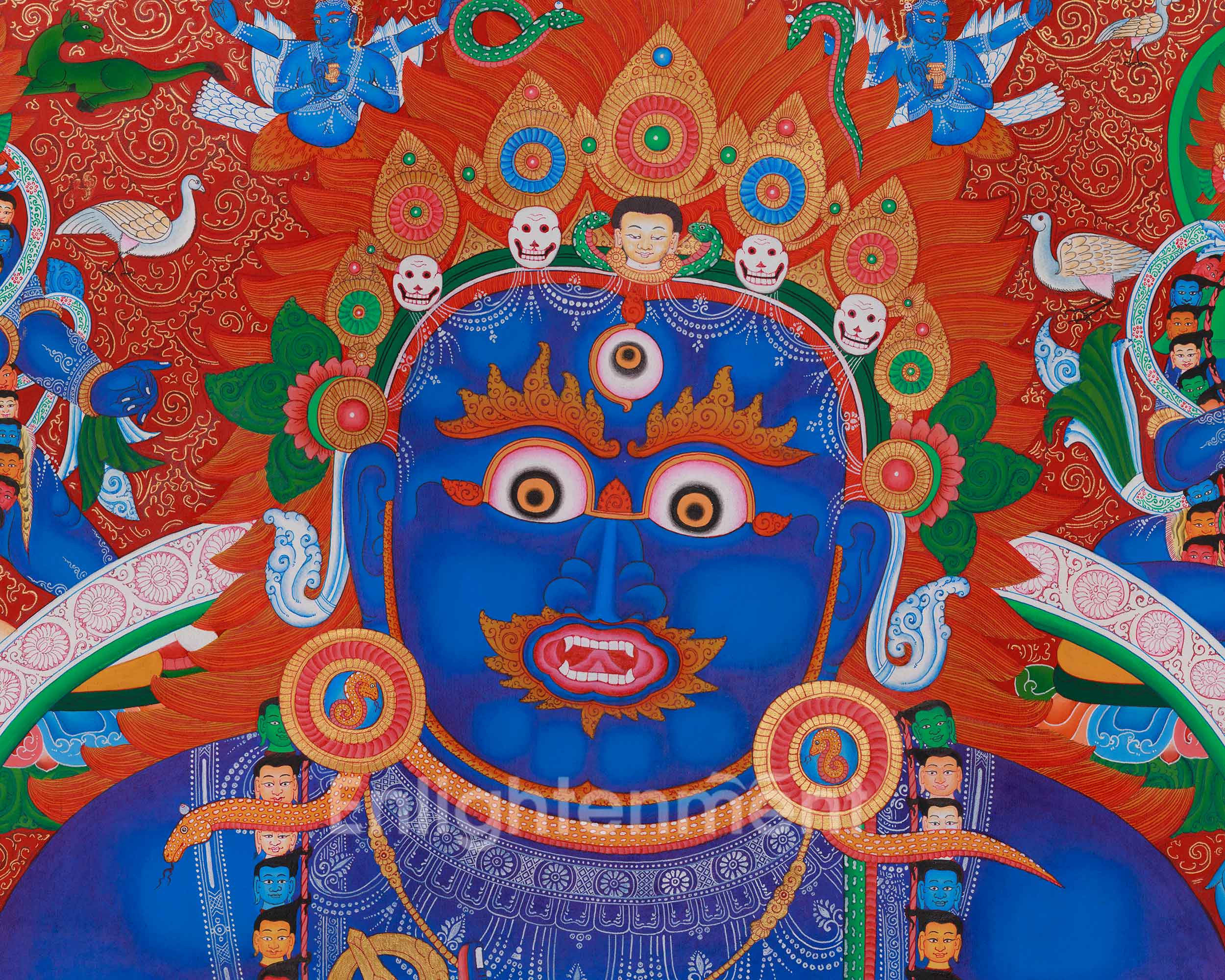 Sakya Mahakala Artwork | A Powerful Depiction of the Tantric Protector in Paubha Style