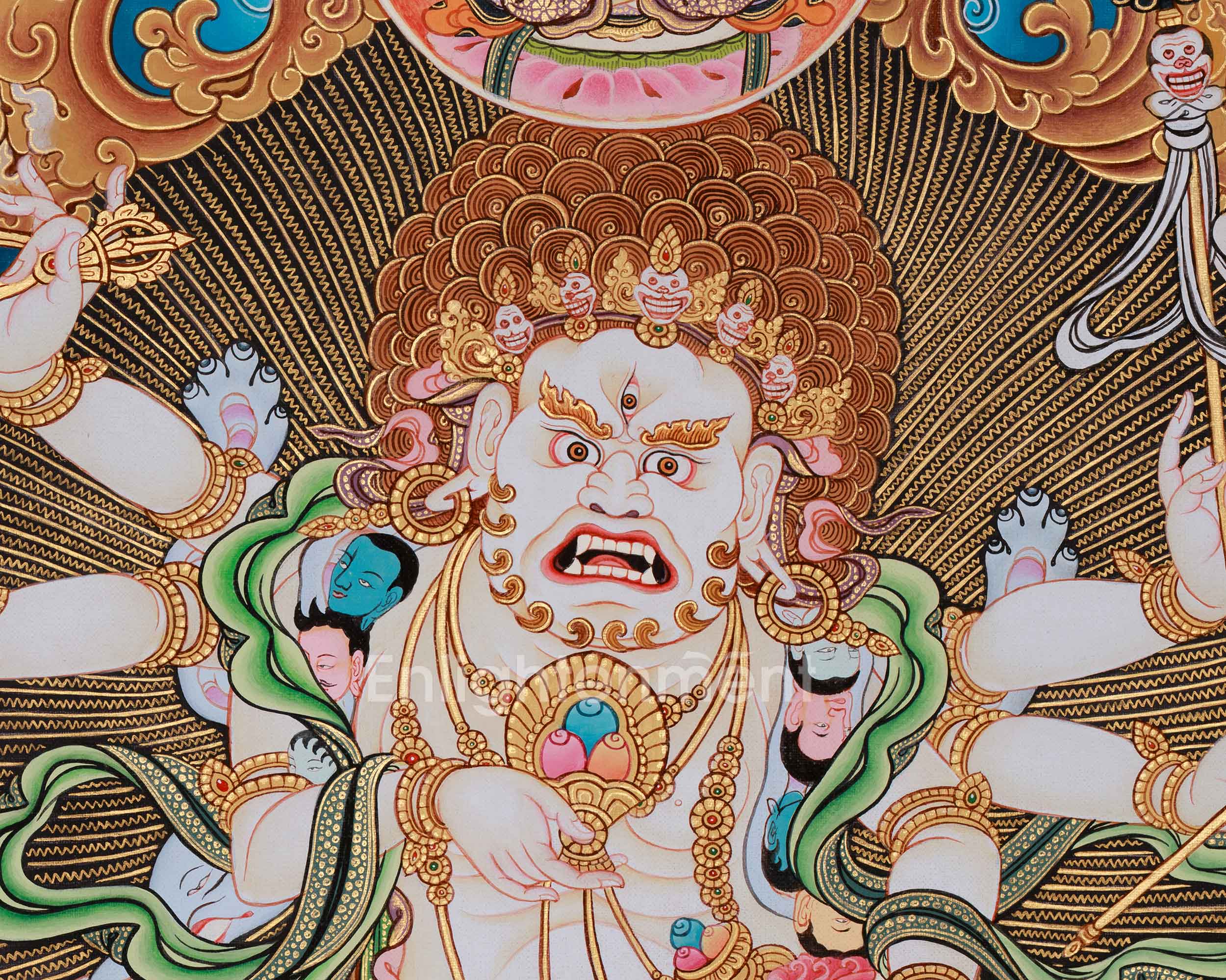 Traditional White Mahakala Thangka | Fierce Tibetan Protector Deity