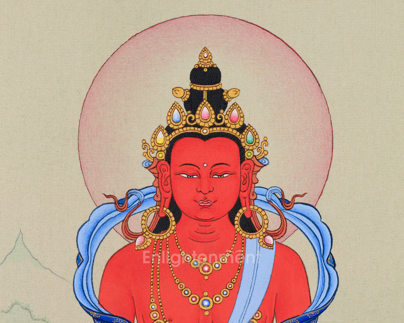 Small But Perfect Amitayus Thangka for Practice