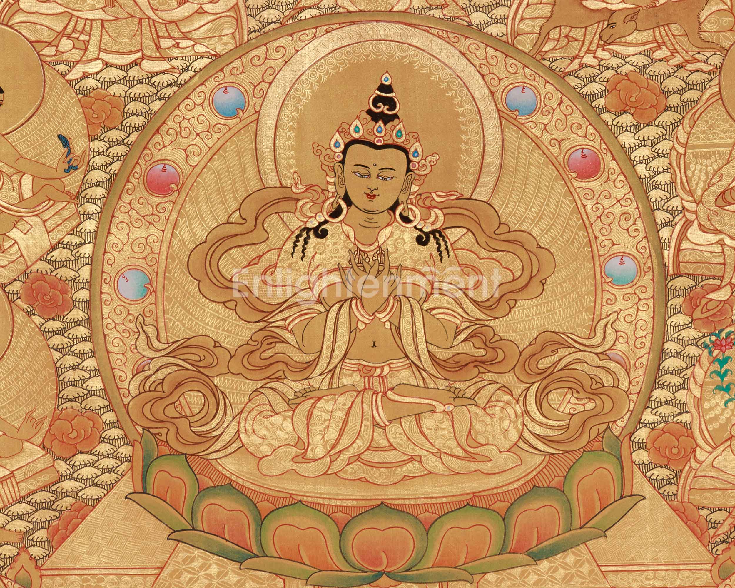 Vajradhara Lineage Thangka | A Divine Masterpiece of Tantric Teachings in Luminous Gold