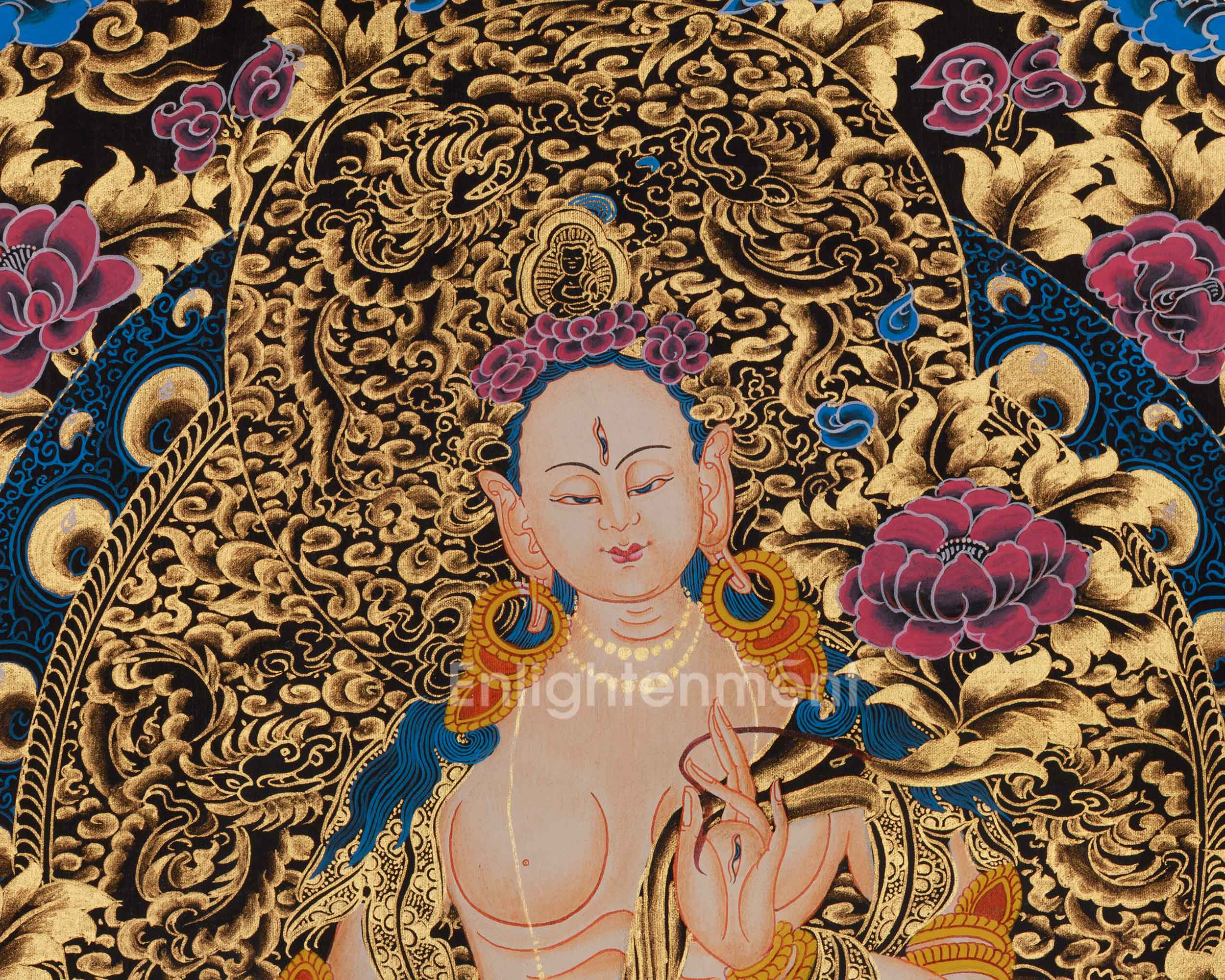 75cm White Tara Thangka | Symbol of Protection & Healing