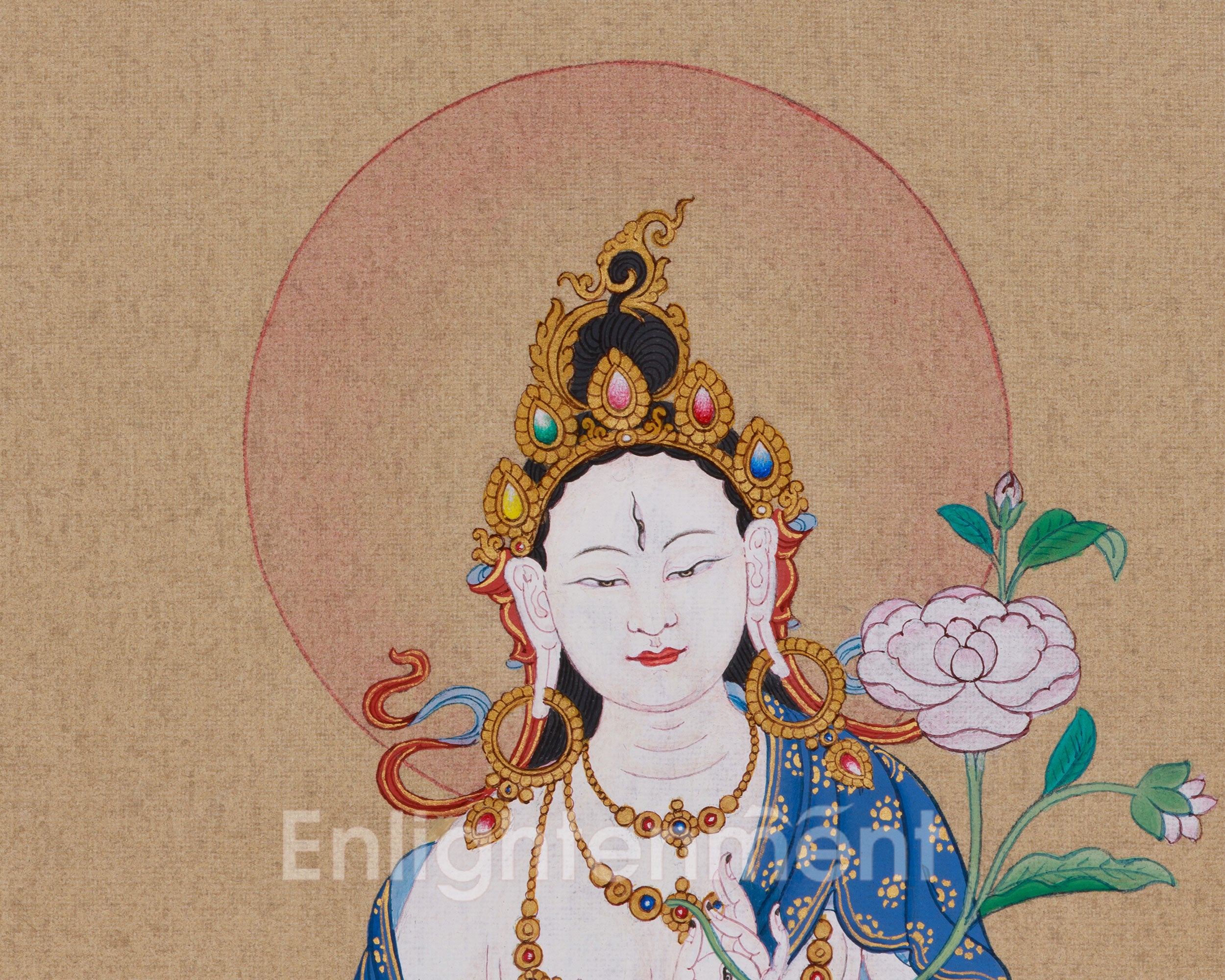Saptalochani "White Tara" Thangka | Buddhist Art Featuring the Seven-Eyed Goddess