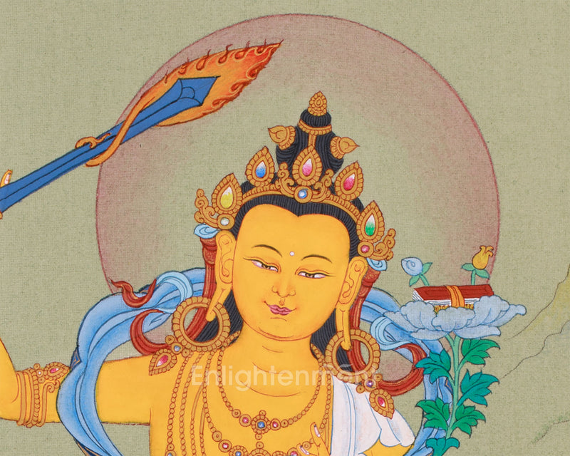 Small Manjushri Thangka | Bodhisattva of Wisdom and Clarity