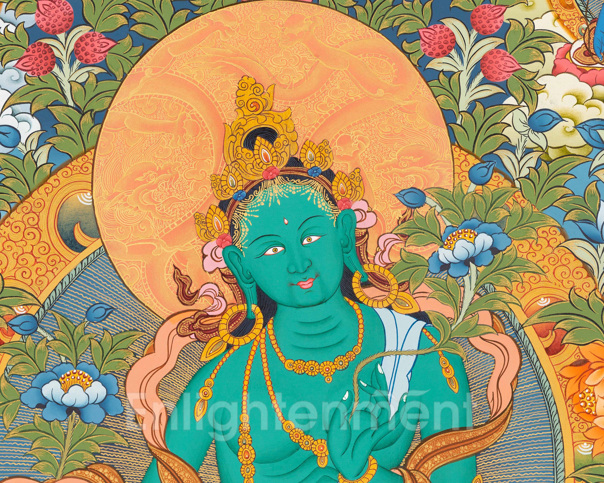 Traditional Goddess Green Tara Painting | Mother of Compassion and Swift Protector