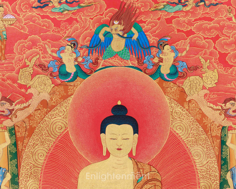 Siddhartha Gautama Buddha Thangka | The Enlightened One in Radiant Golden Splendor