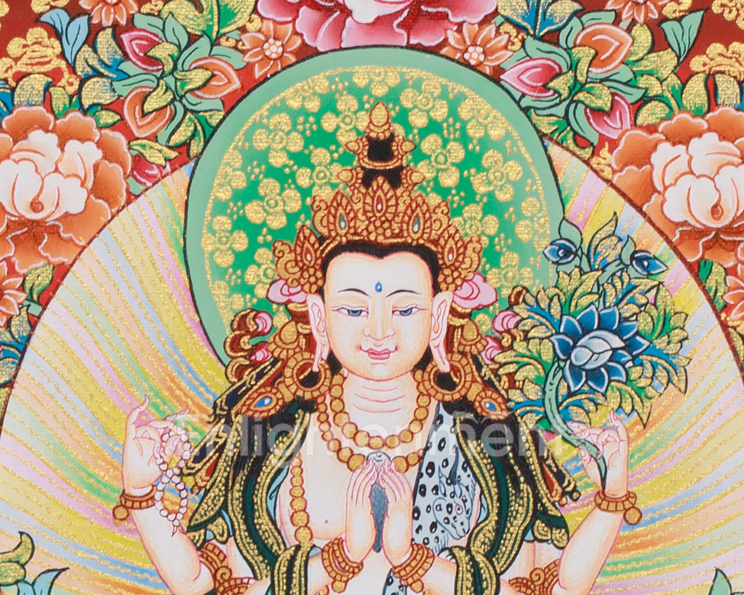 Three Bodhisattva Guardians Thangka | Chenrezig, Manjushri & Vajrapani