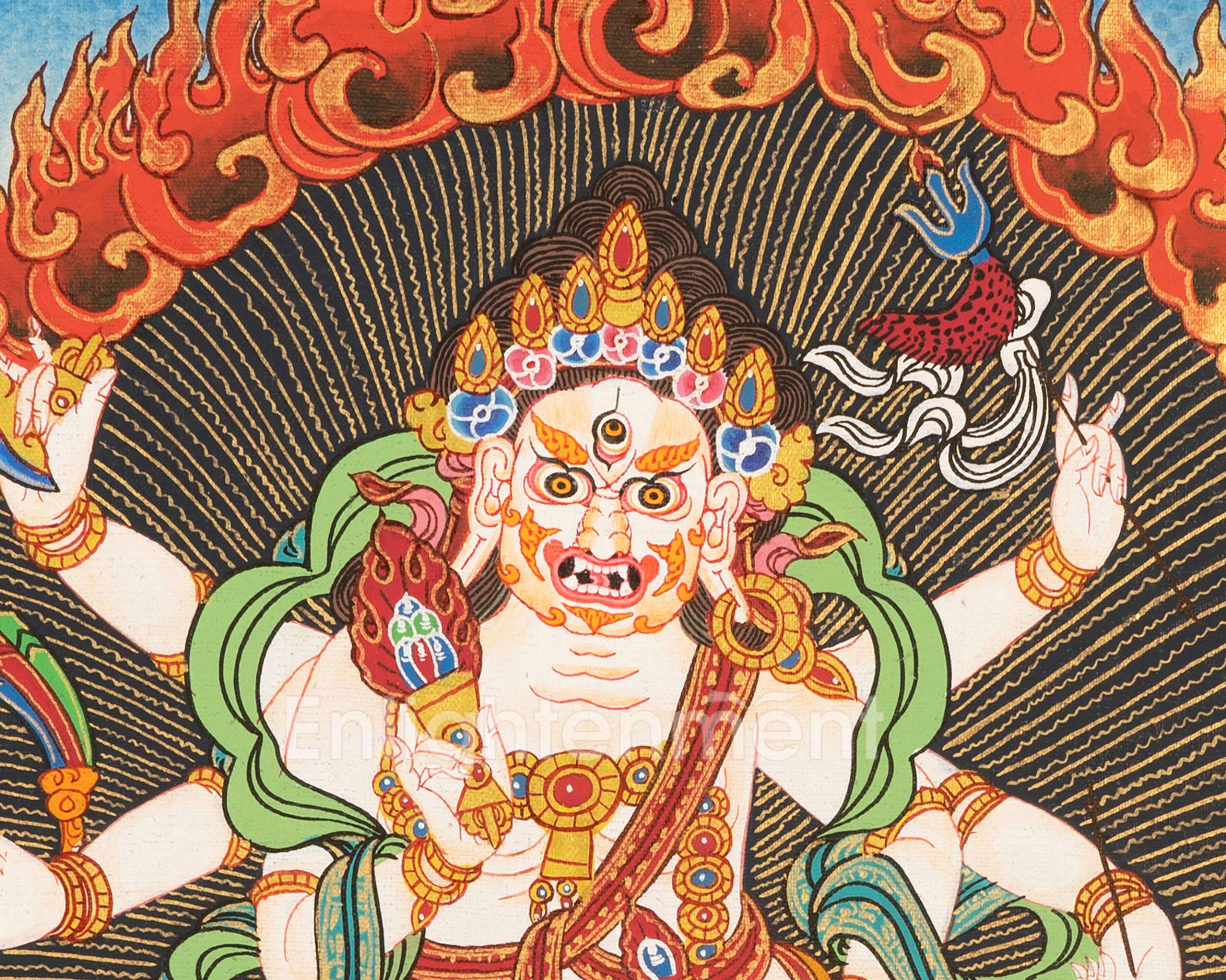 White Six armed Mahakala Thangka | Art Painting