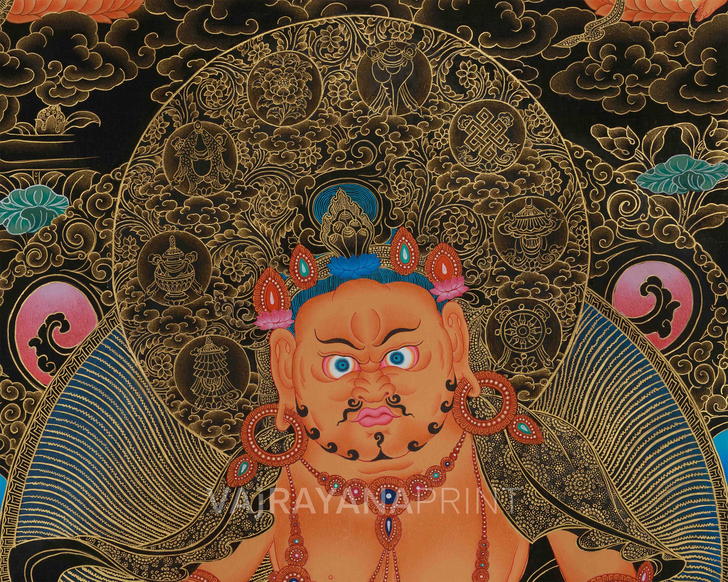 Wealth Deity, Dzambhala Thangka Print | Giclee Canvas Art of Prosperity and Protection