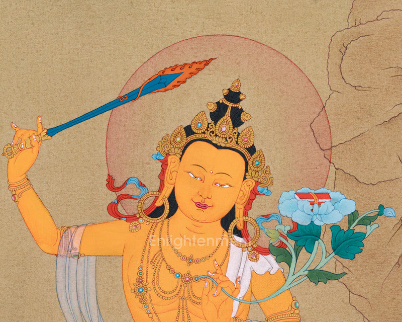 Manjushri Art | Himalayan Bodhisattva Thangka | Spiritual Wisdom and Enlightenment