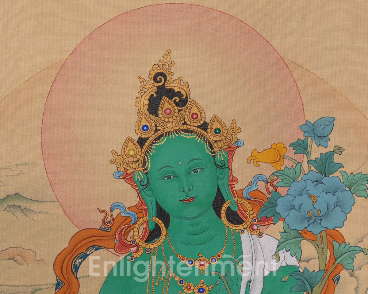 Green Tara Sacred Buddhist Art | Arya Tara | Represents Swift Compassion In Action