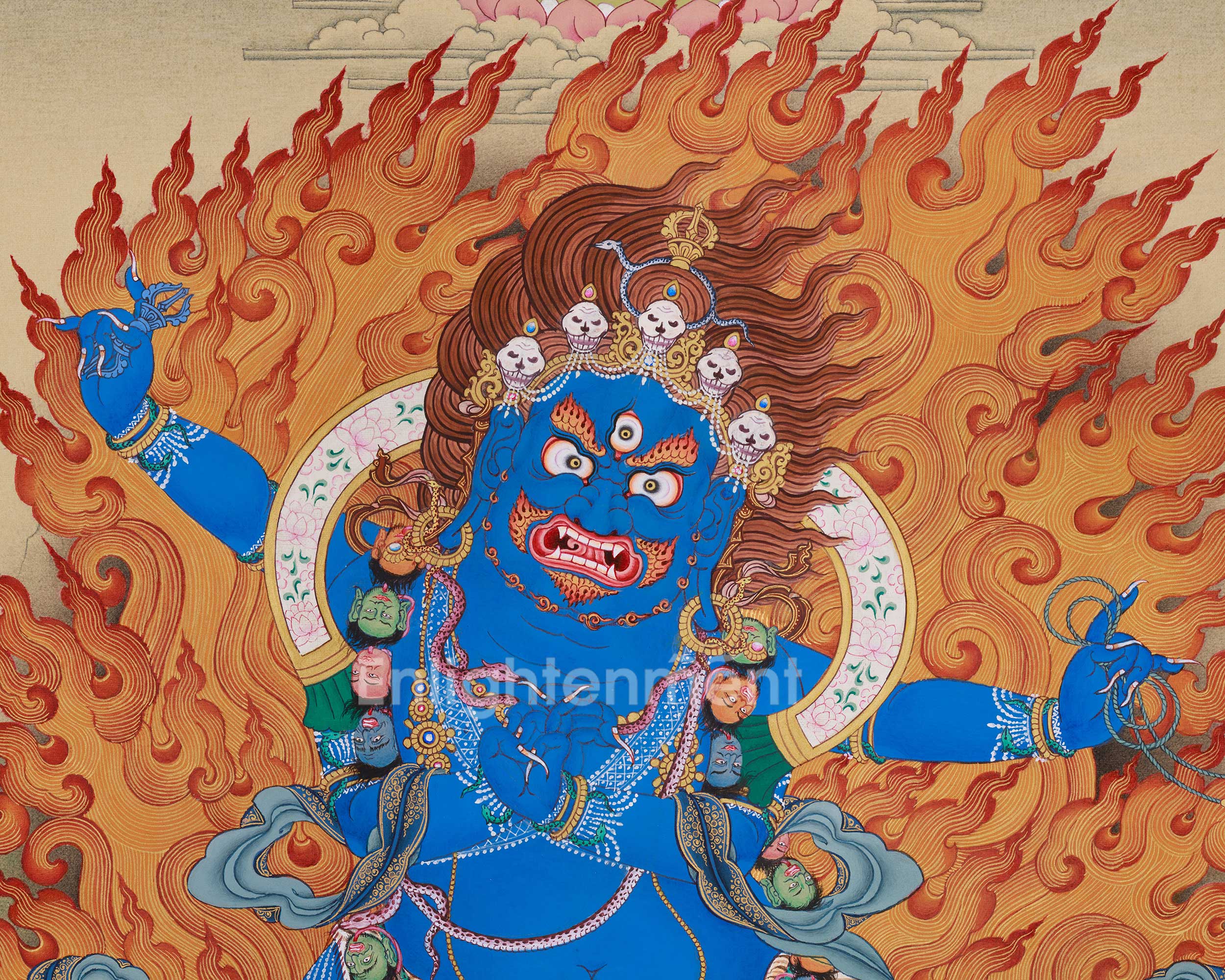 Traditional Thangka of Buta Damara With Mitrupa | Wrathful Bodhisattva Vajrapani