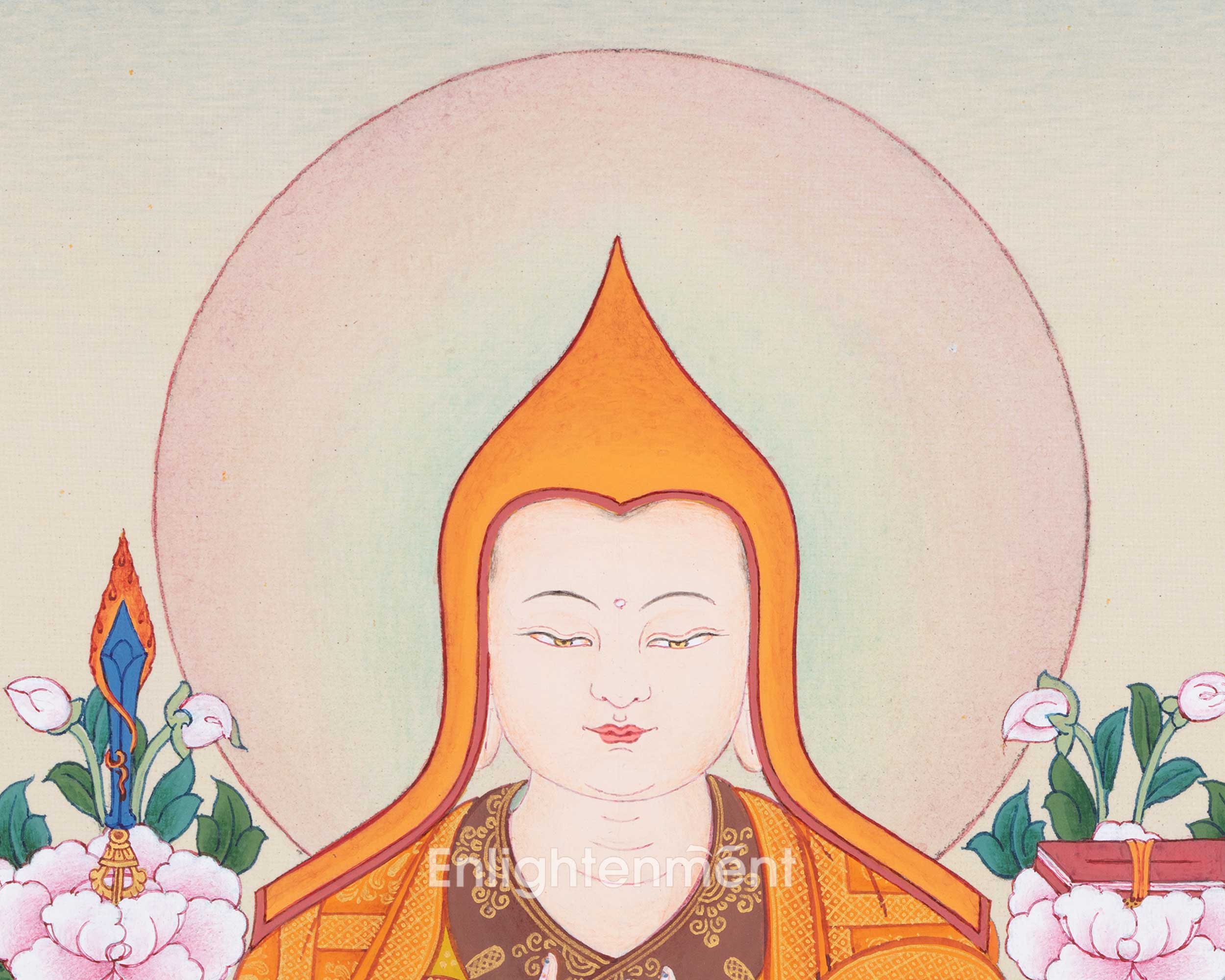 Exquisite Thangka Art Of Je Tsongkhapa | Hand Painted Tibetan Buddhist Artwork |