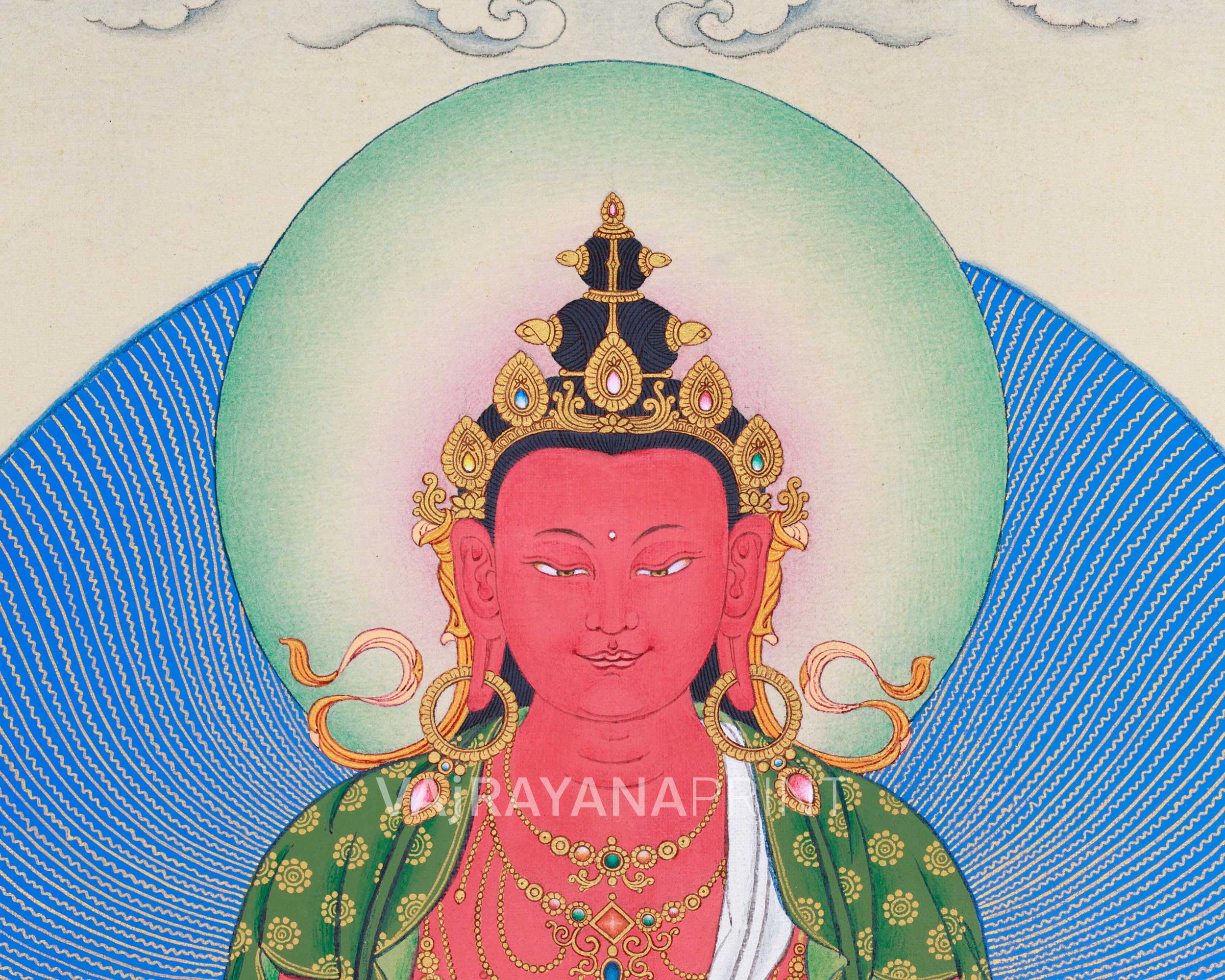 Traditional Amitayus Thangka Print | The Buddha of Boundless Life | Sacred Longevity Artwork