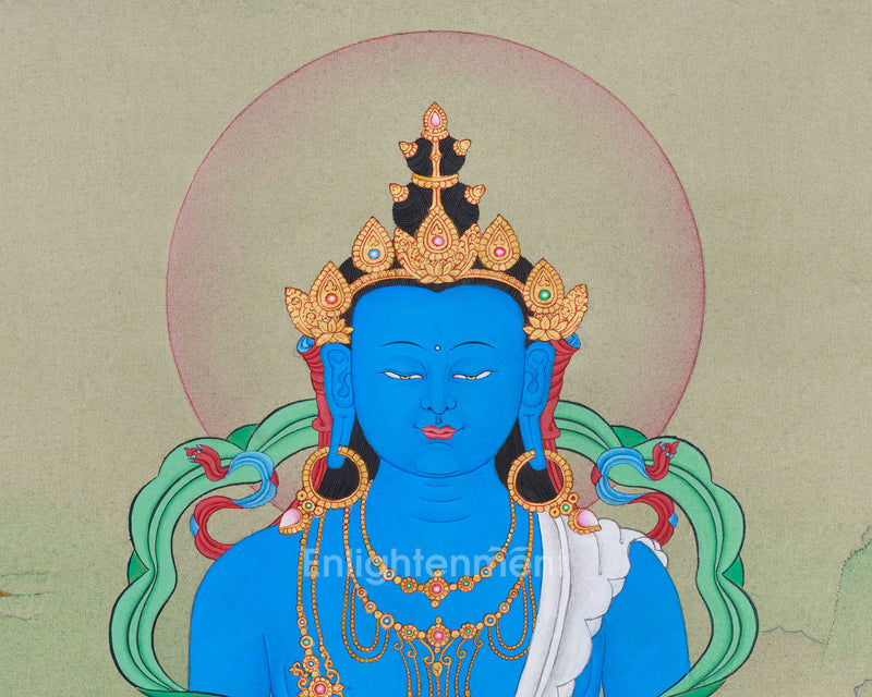 Traditional Buddha Mitrupa Thangka | Hand-Painted with 24K Gold and Natural Stone Colors