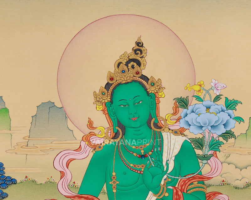 Green Tara Buddhist Art Print | Divine Feminine Poster | Tibetan Goddess Tara