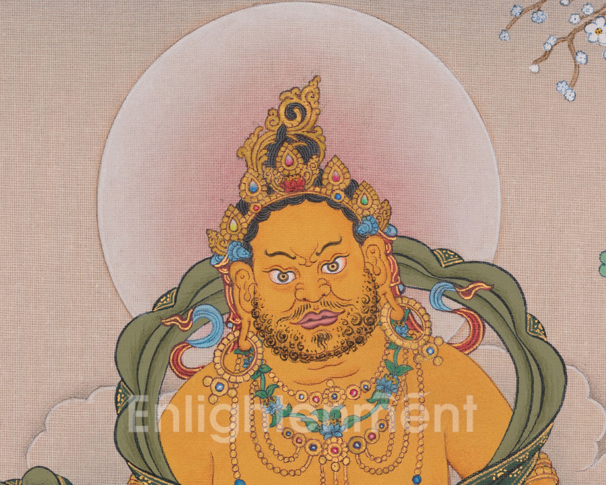 Hand-Painted Dzambhala Thangka | Buddhist Deity Of Wealth