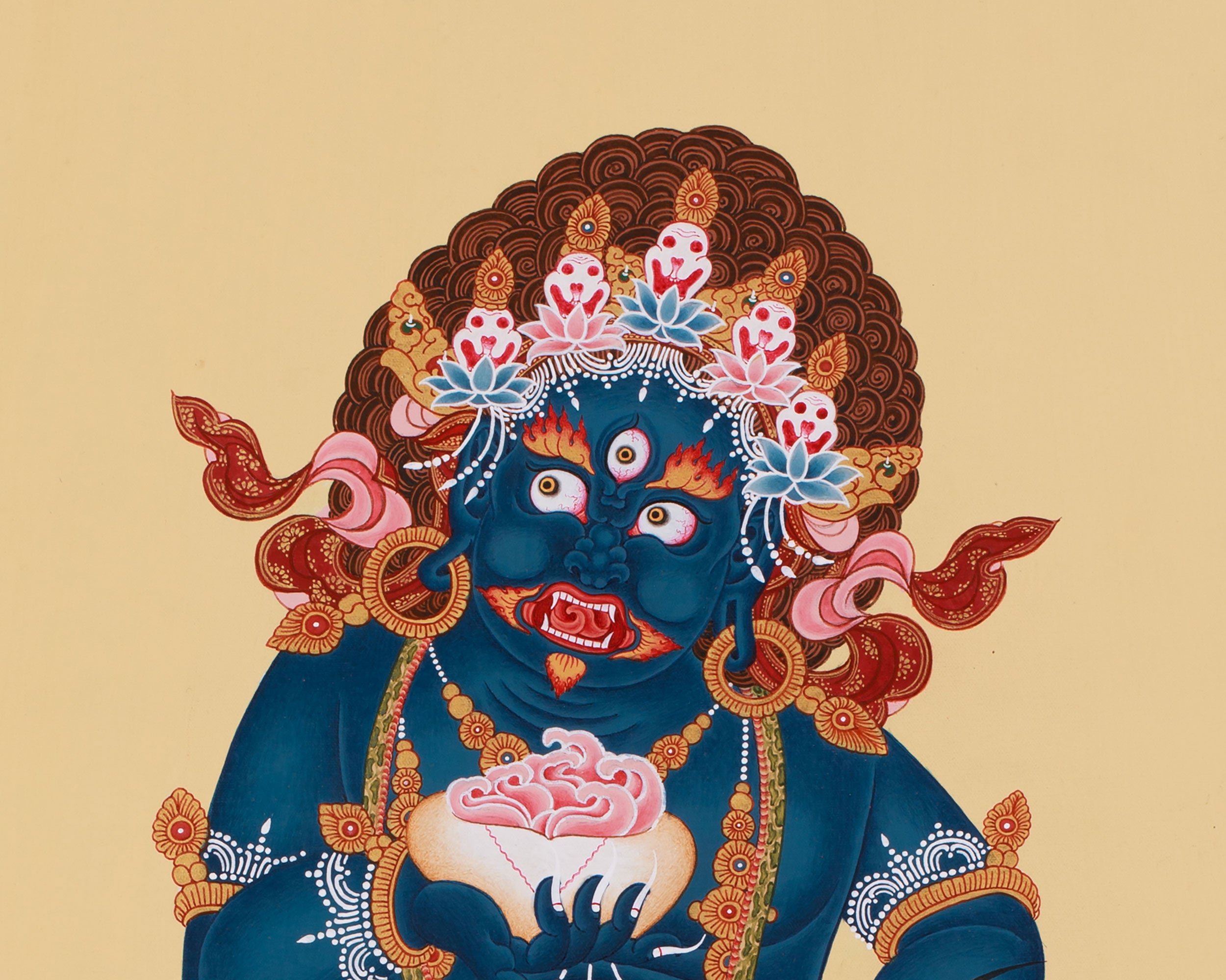 Black Kubera, Dzambhala Thangka | The Tibetan Buddhist God of Wealth