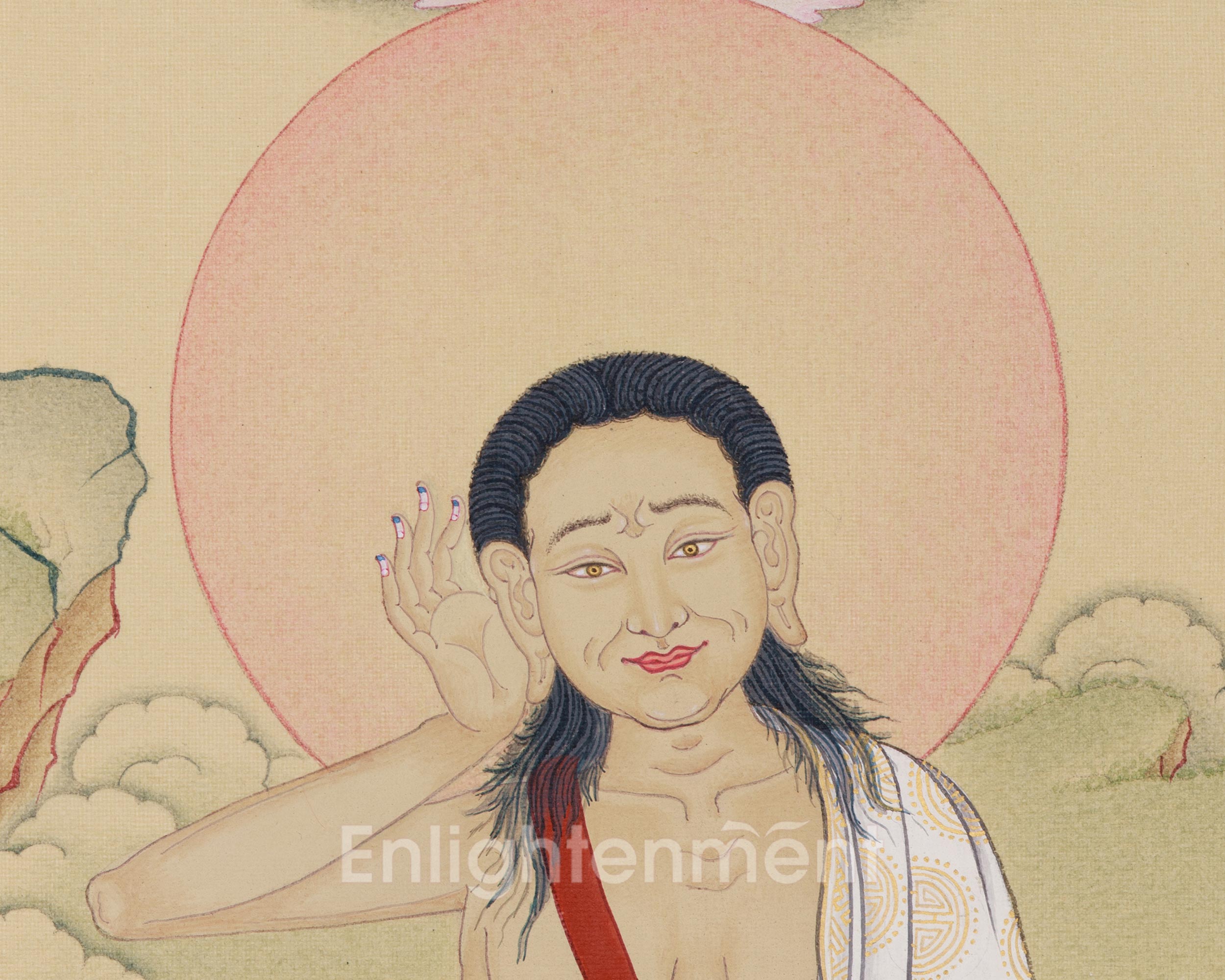 Milarepa with Vajradhara Thangka | Meditation Master and Buddha of Ultimate Wisdom