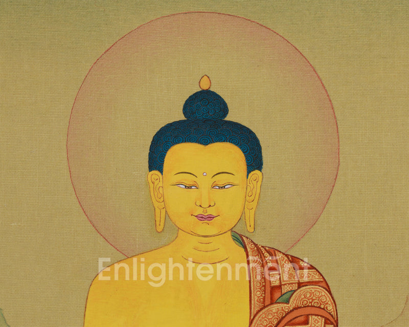 Gautama Buddha Thangka | Divine Enlightenment Art | Tibetan Painting