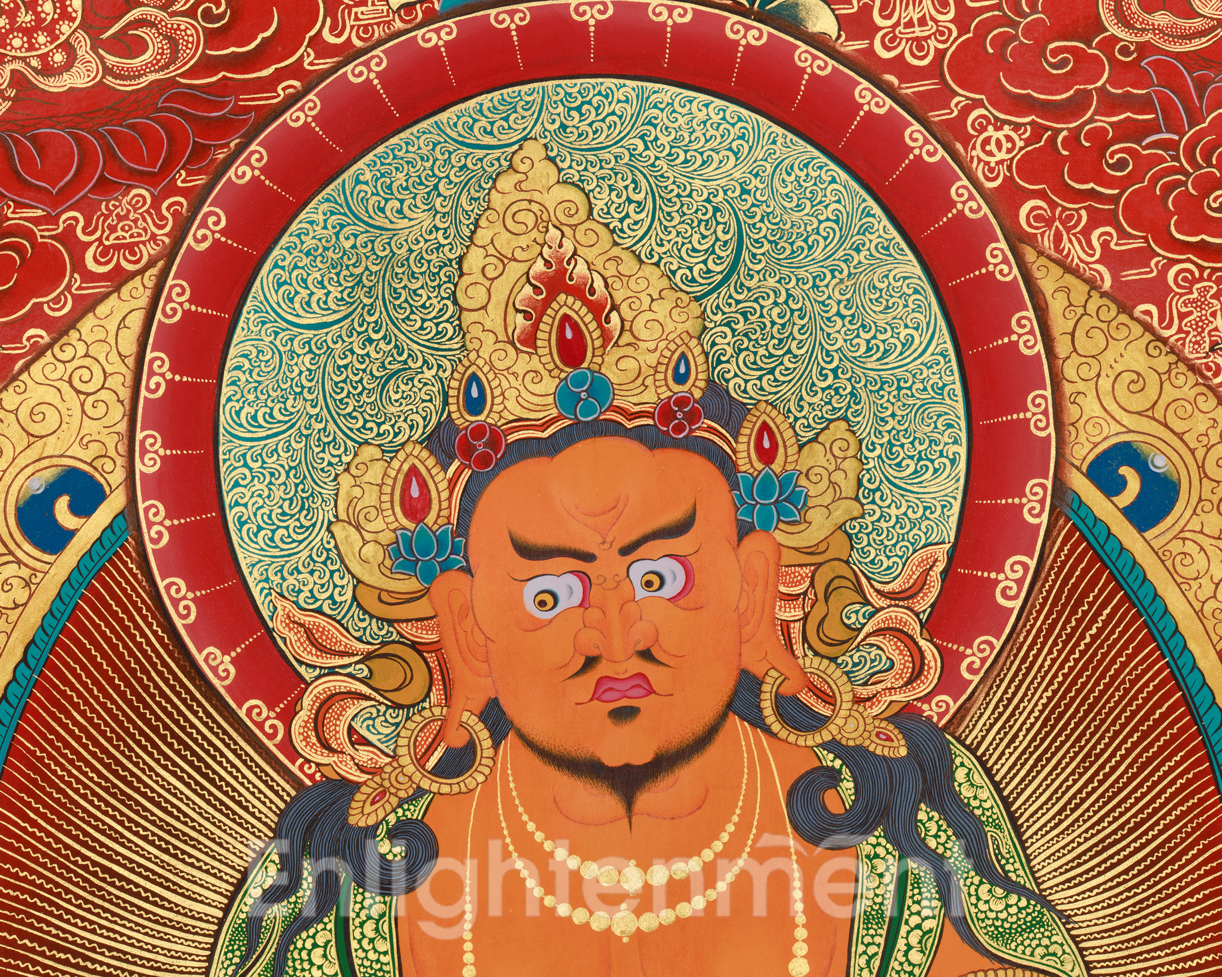 Traditional Five Dzambhala Thangka | Prosperity, Protection, and Abundance Deity