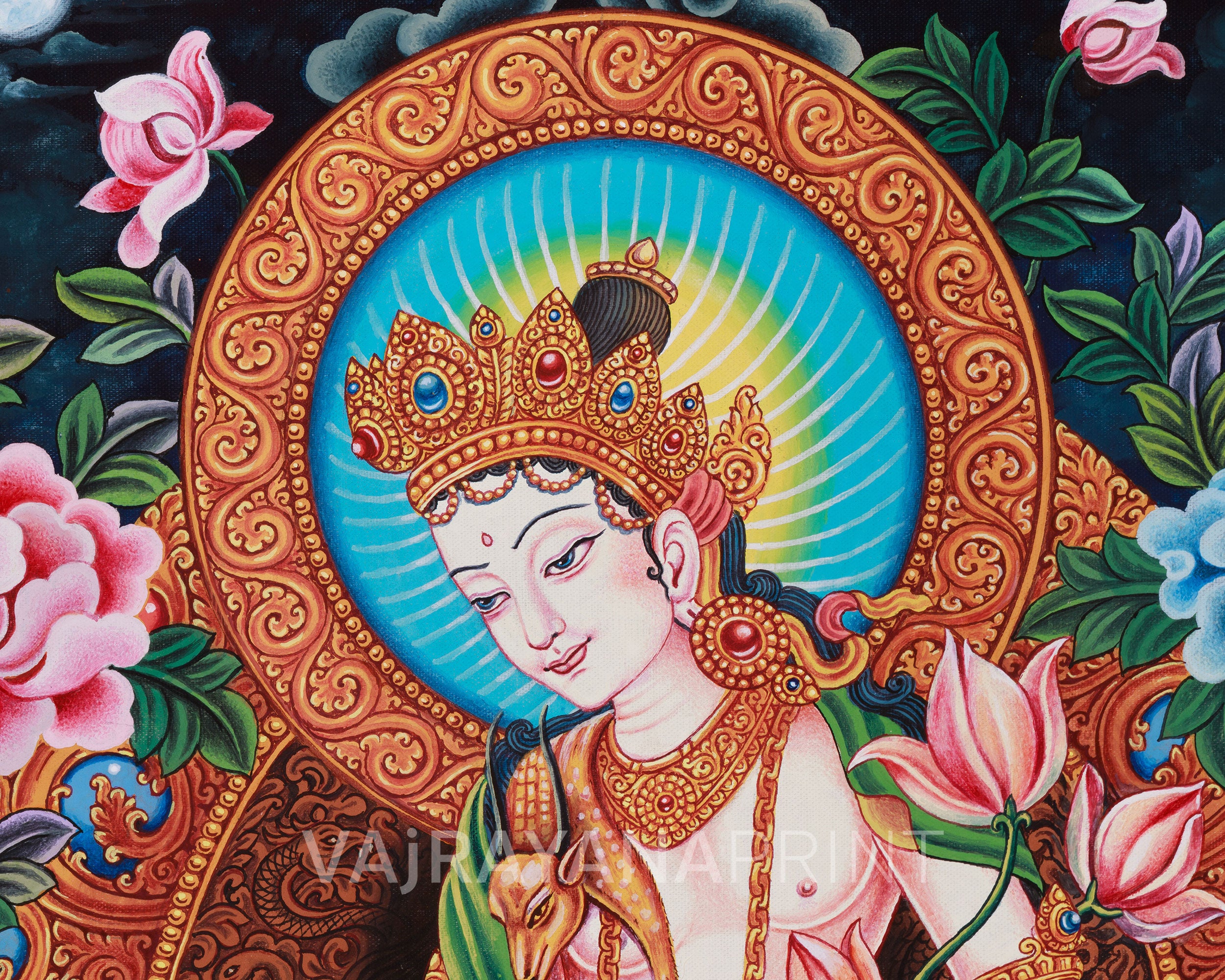 Standing Chenrezig Thangka Print | The Buddha of Infinite Compassion