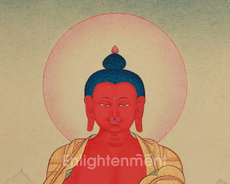 Divine Red Amitabha Buddha Thangka | Lhasa Stone Pigments