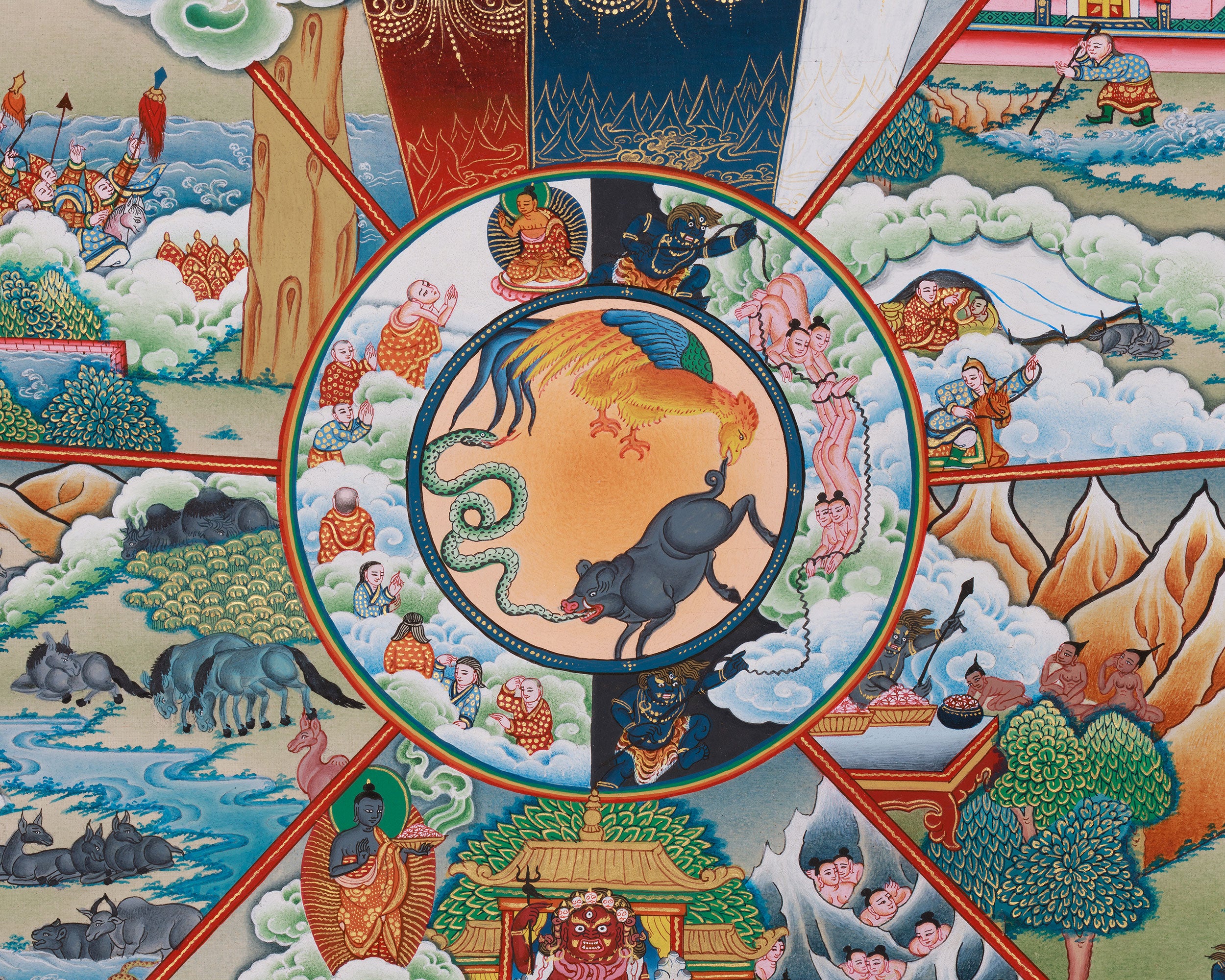 Tibetan Wheel of Life Canvas Print | A Sacred Reflection of Samsara