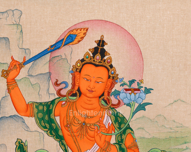 Tibetan Manjusri Kumarabhuta Thangka | The Bodhisattva of Supreme Knowledge