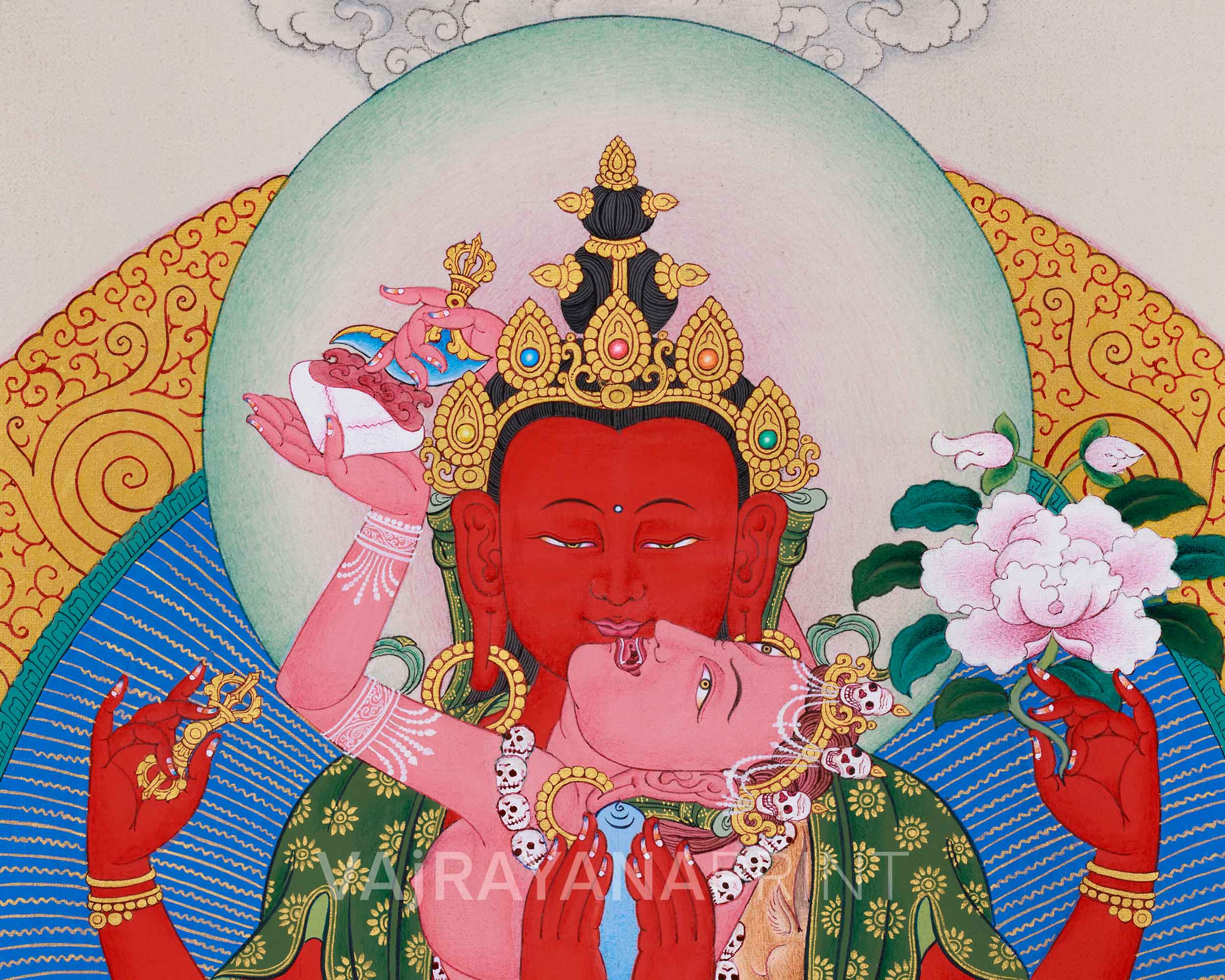 Tibetan Red Chenrezig Print | Gyalwa Gyatso | The Bodhisattva of Compassion