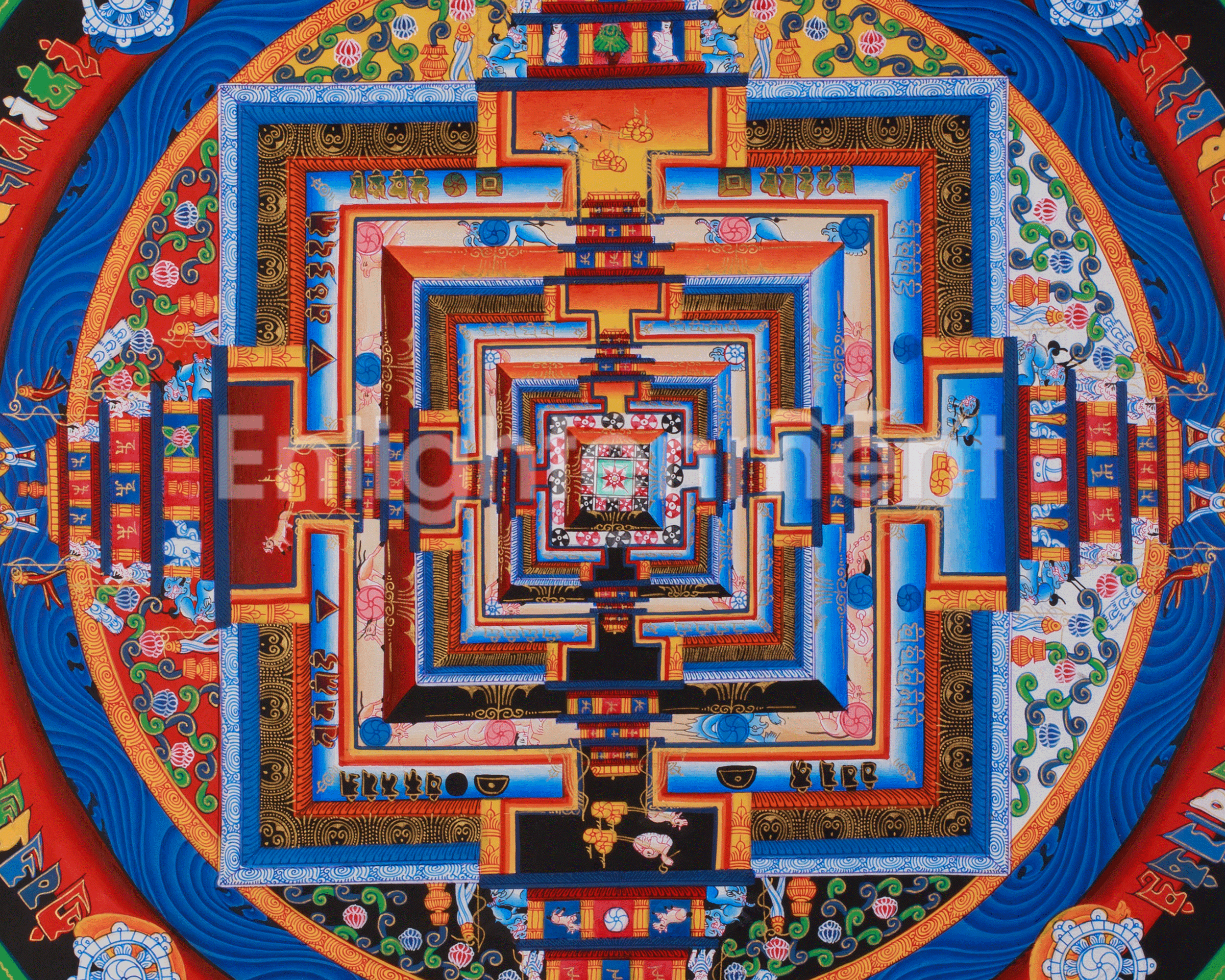 Spiritual Artwork of Kalachakra Mandala | Meditation Altar | Home Decor