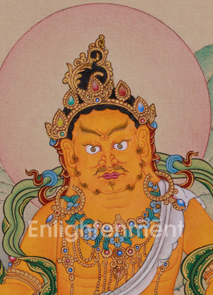 Powerful Wealth Deity, Jambhala | Thangka Painting for Prosperity