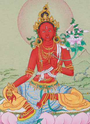 Detailed Red Tara Thangka | Stone Colors of Tibet