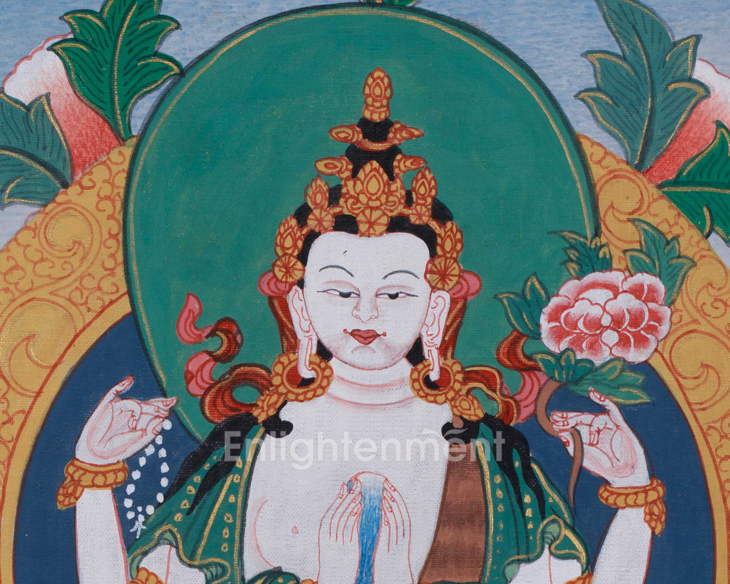 Traditional Hand Painted Chenrezig Thangka Painting | Chenrezig Thangka