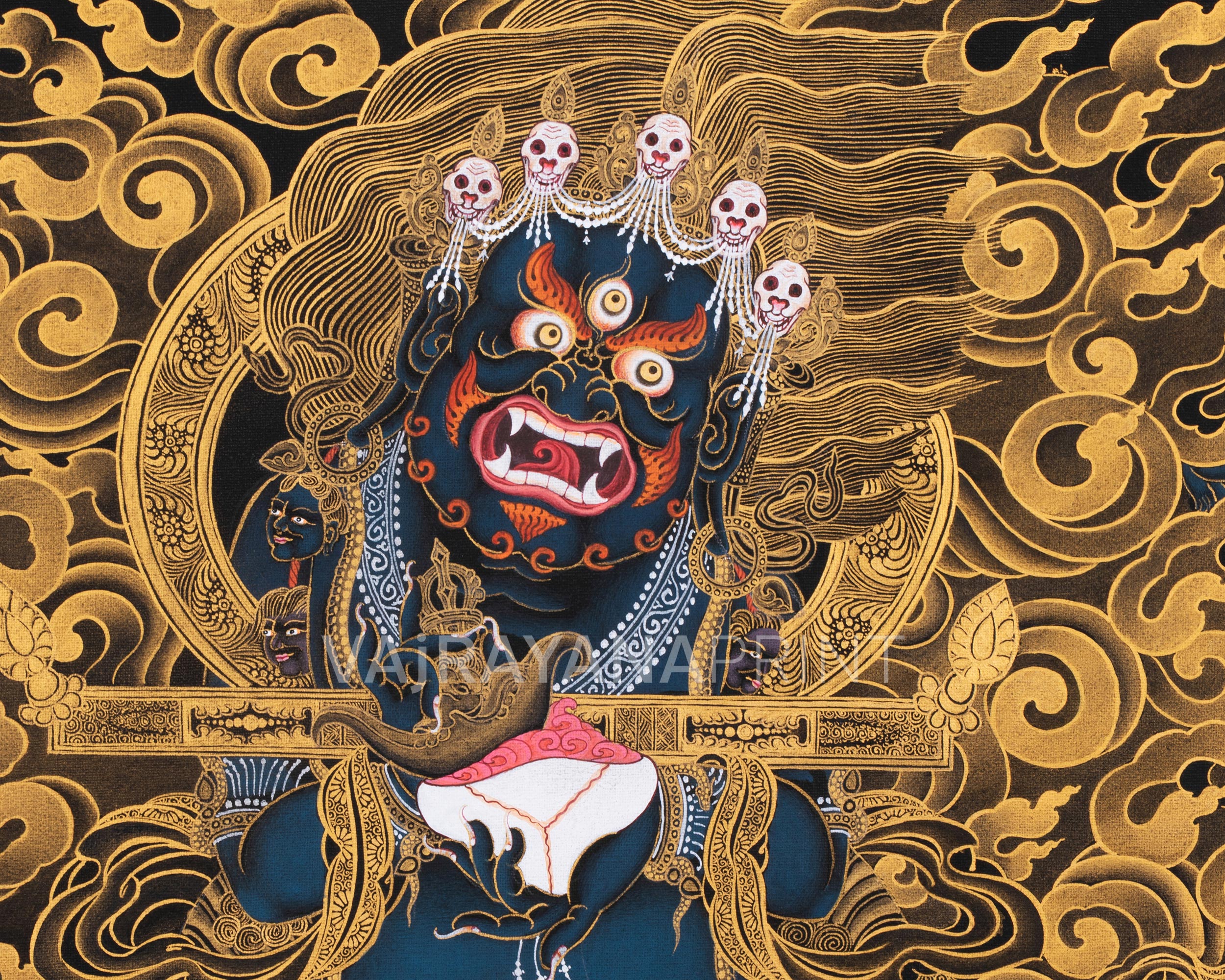 Sakya Mahakala Thangka, High Quality Giclee Canvas Print, Digital Print, Mahakala Thangka