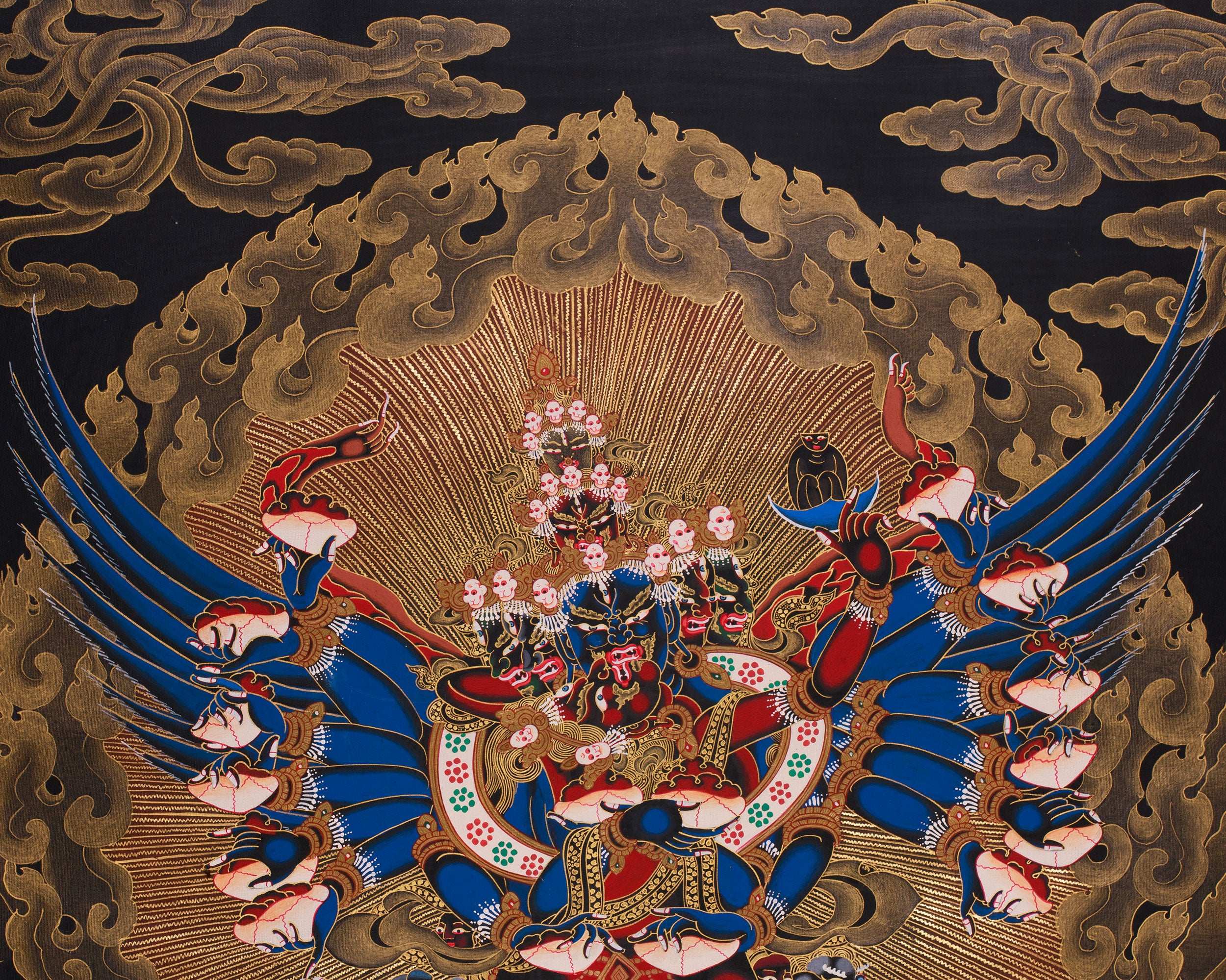 Chemchok Heruka with Consort |  Wrathful Tibetan Deity Thangka of Wisdom and Transformation