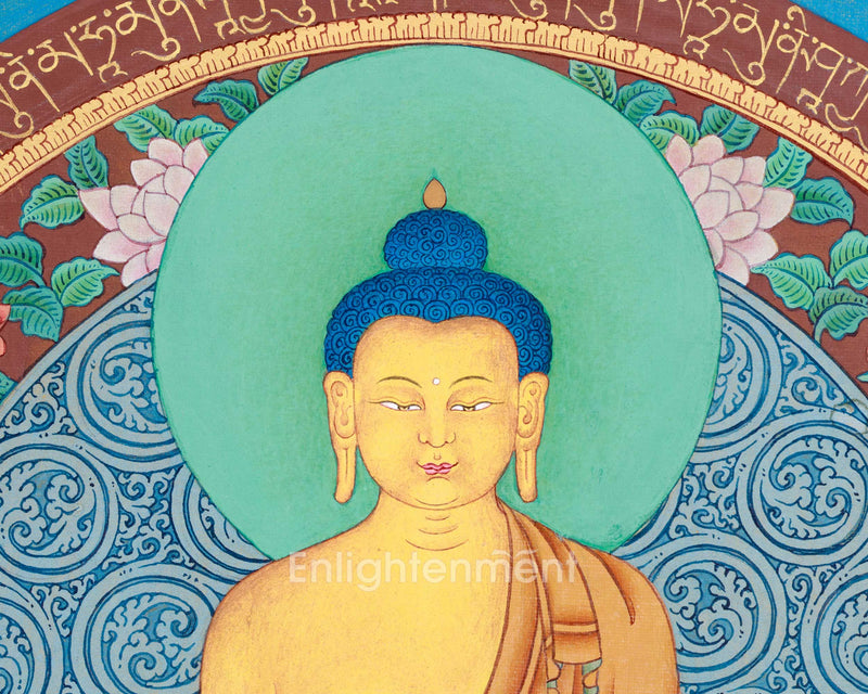 Unique Depiction of Buddha Shakyamuni Thangka