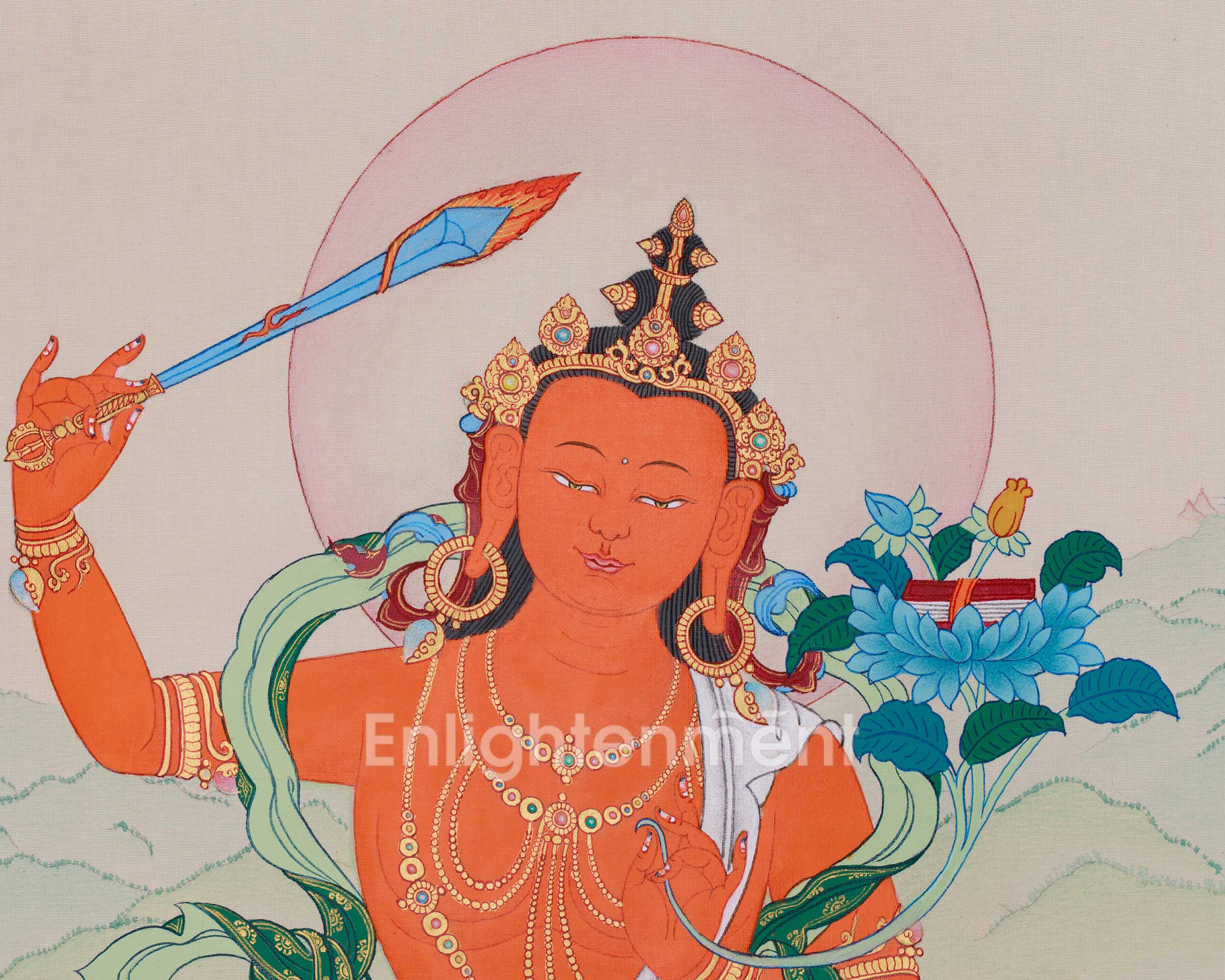 Thangka of Manjushri Wisdom Buddha | Enlightened Deity of Insight and Knowledge