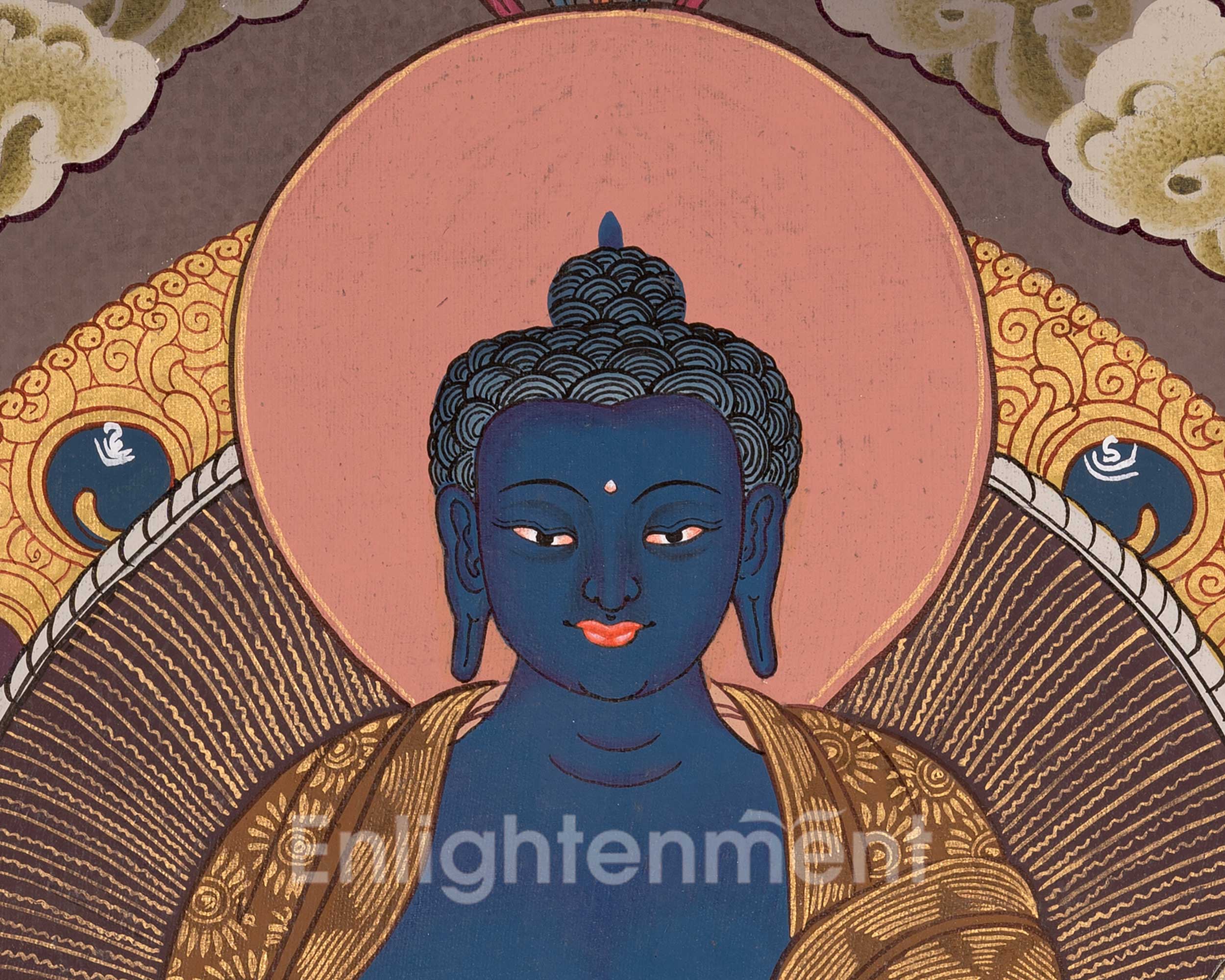 Original Hand-Painted Blue Medicine Buddha Thangka | Bhaisajyaguru Thanka Painting